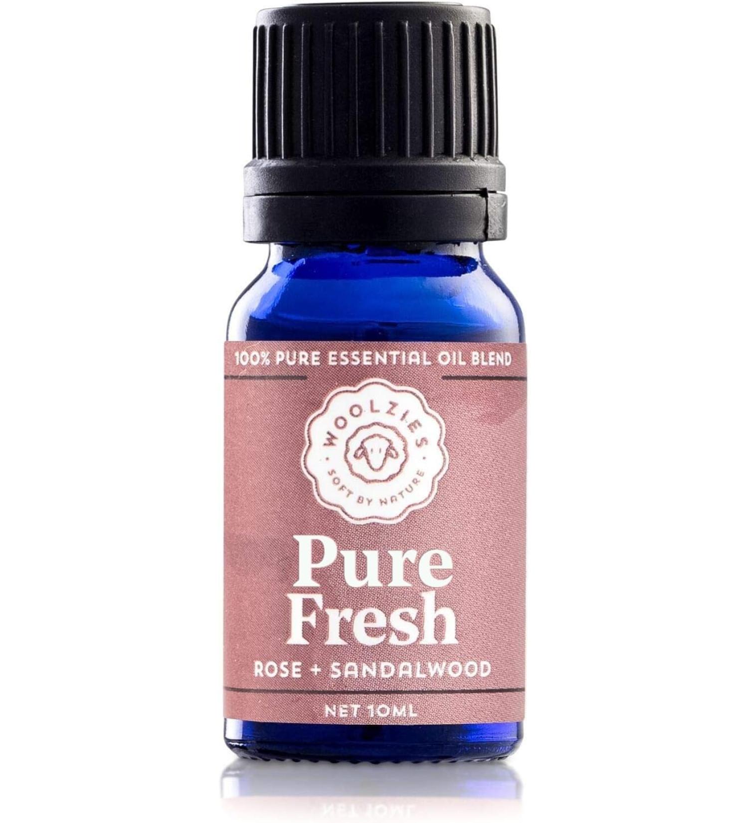 Woolzies Pure Fresh Essential Oil Blend | Rose & Sandalwood Therapeutic Grade Oil Blend | Use with Wool Dryer Balls or Oil Diffuser (10 ML)
