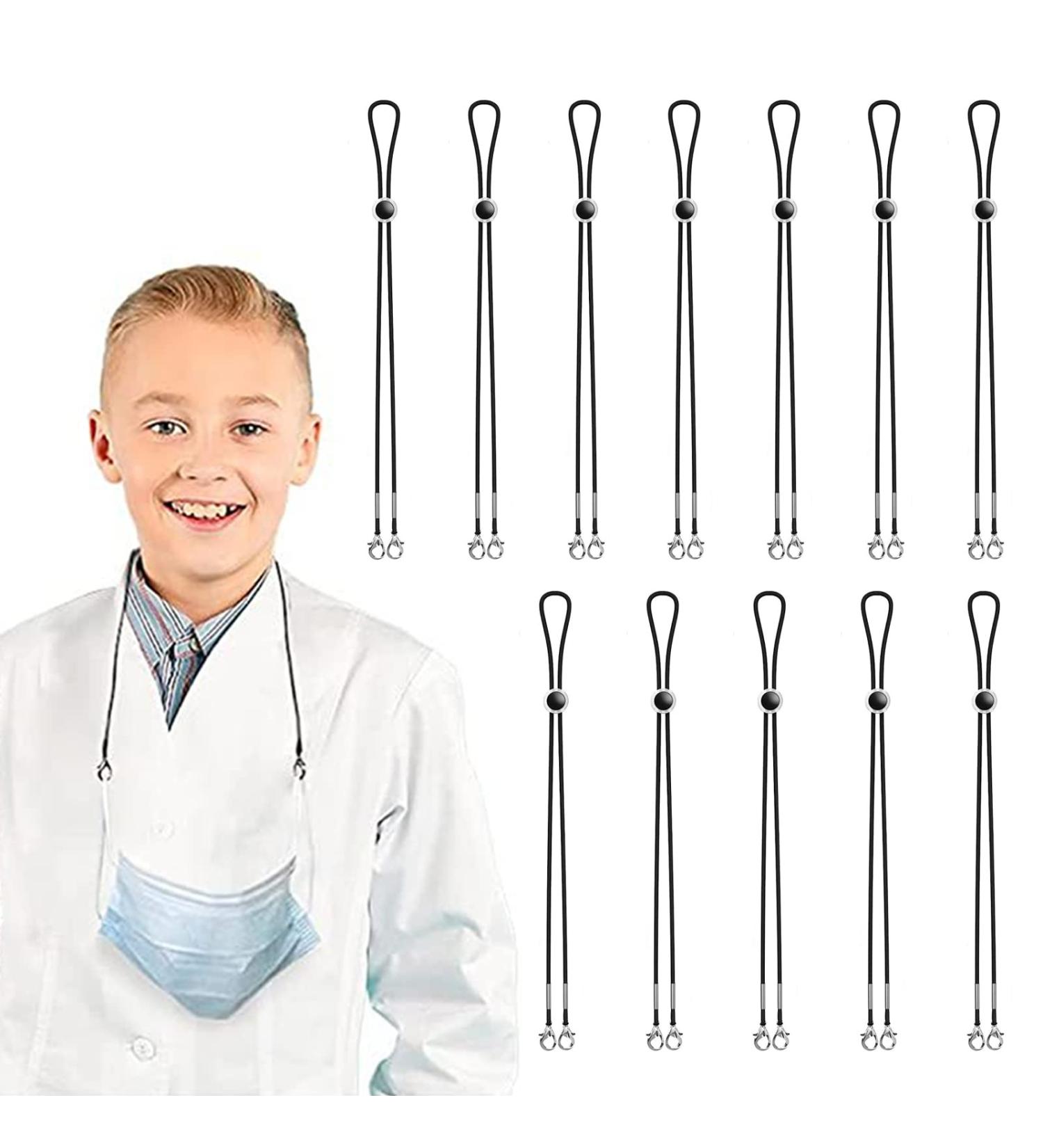 12-Piece Elastic Mask Chain - Adjustable Mouth Protection Holder for Kids & Adults (Black) | International Shipping Available - Buy Online on GoSupps.com