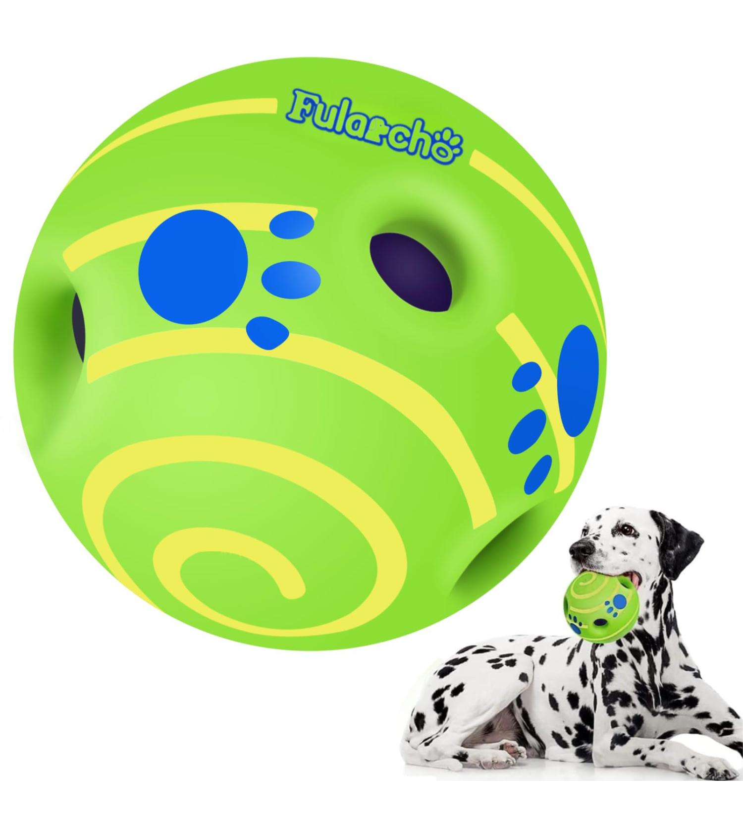 Indestructible Dog Toys Giggle Ball for Dogs - Interactive Toy for Anxiety Relief - 5.11 Inch Yellow - Buy Online on GoSupps.com