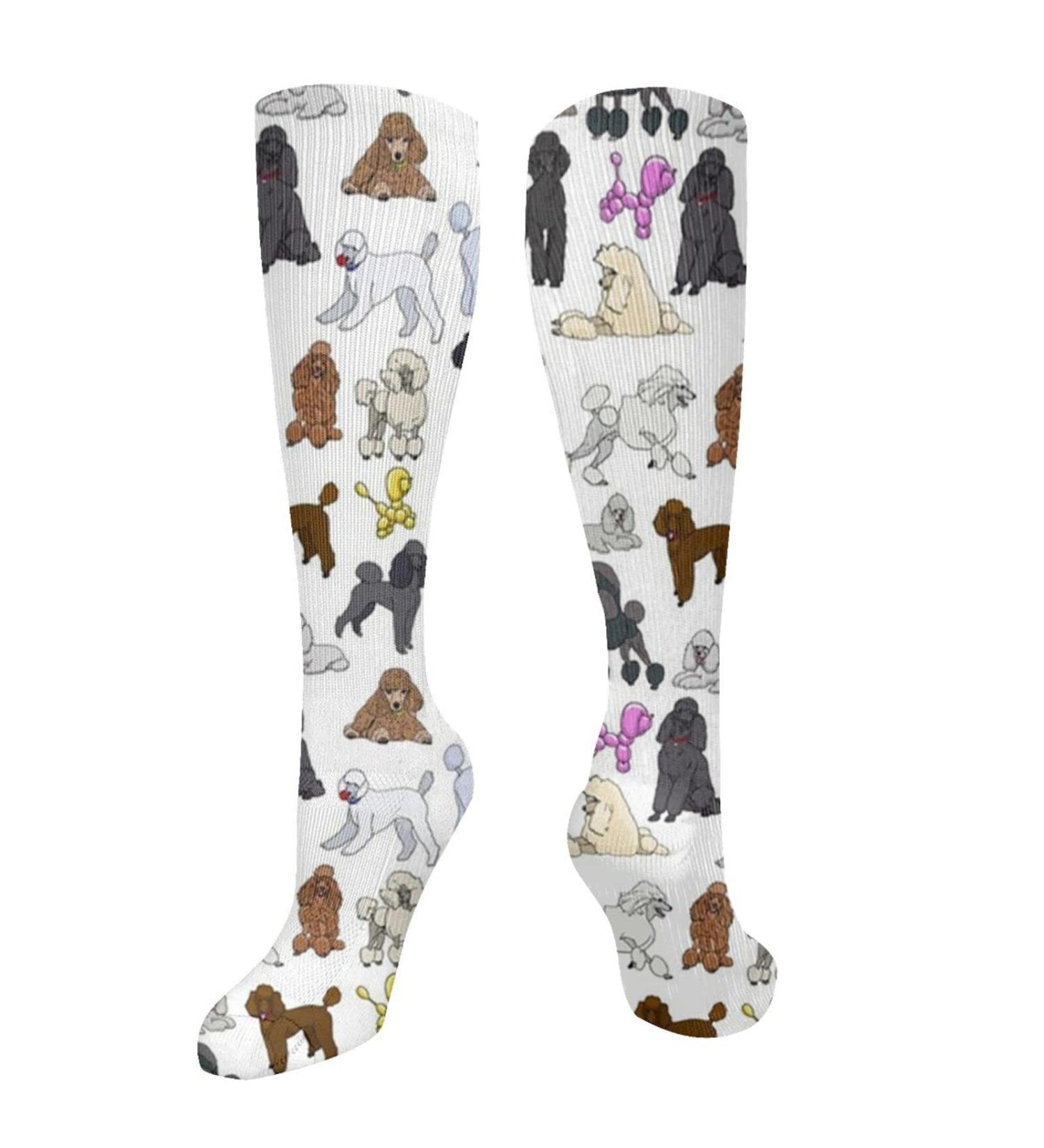 Shop Poodles White Compression Socks for Men & Women - 15-20 mmHg Circulation Support for Running & Cycling - Buy Online on GoSupps.com