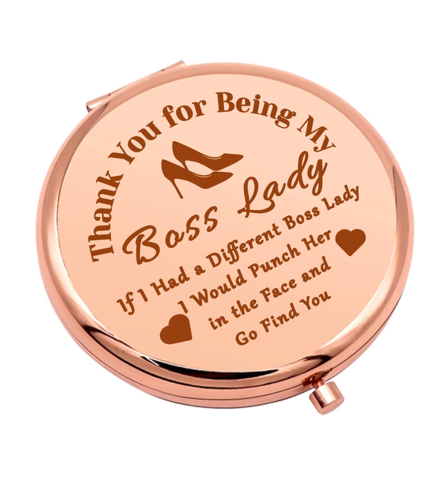 Boss Lady Retirement Gift Compact Makeup Mirror for Women | Leader Mentor Appreciation Thank You Gift | Folding Mirror for Her - Christmas Birthday Present - Buy Online on GoSupps.com