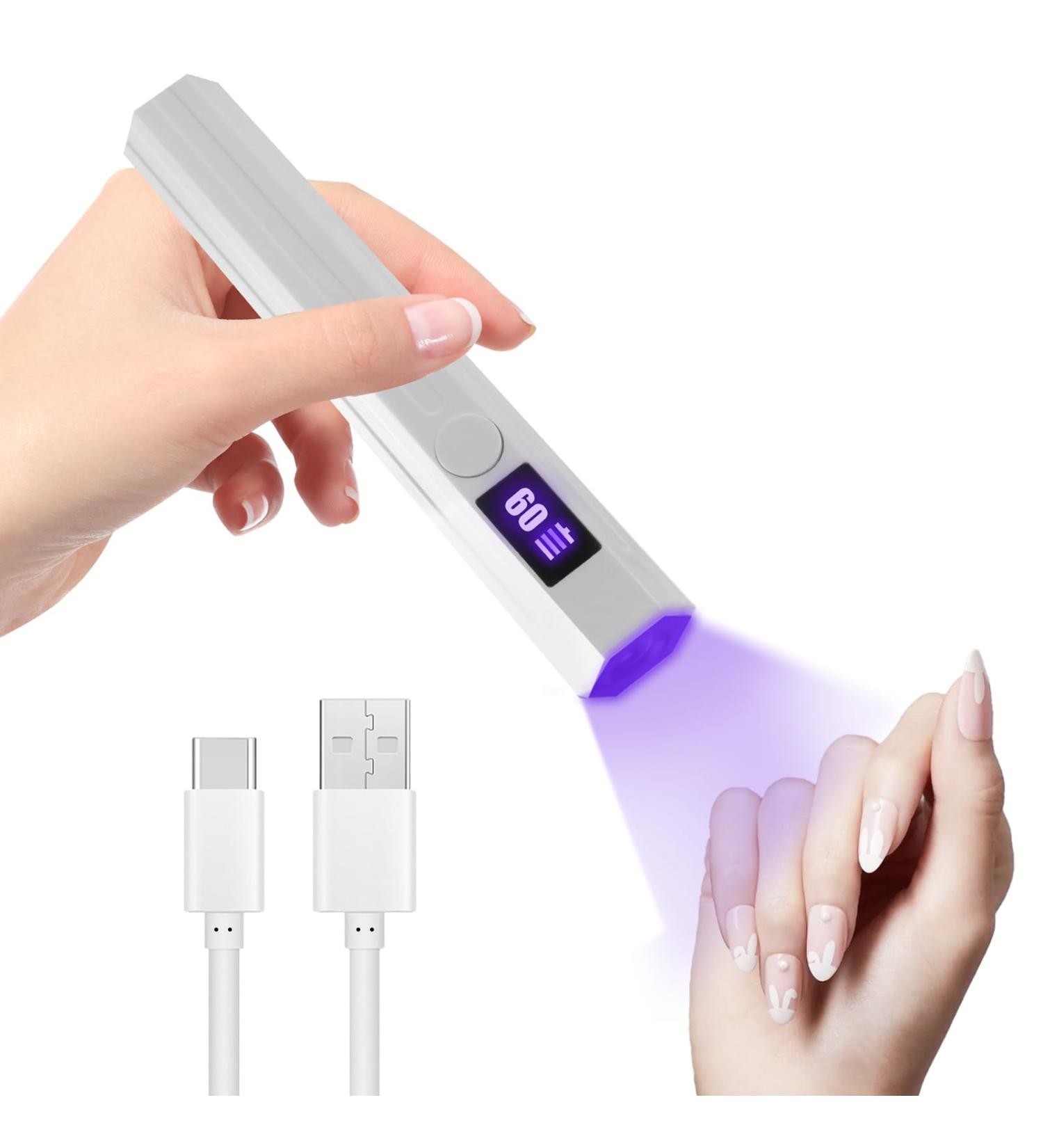 UV Nail Lamp Handheld UV Light Nail Dryer Curing Portable USB Rechargeable Led Mini Nail Lamps Quick Drying 3W Flash Cure Nail Dryer with LED Screen Gift for Women for DIY at Home Travel White - Buy Online on GoSupps.com