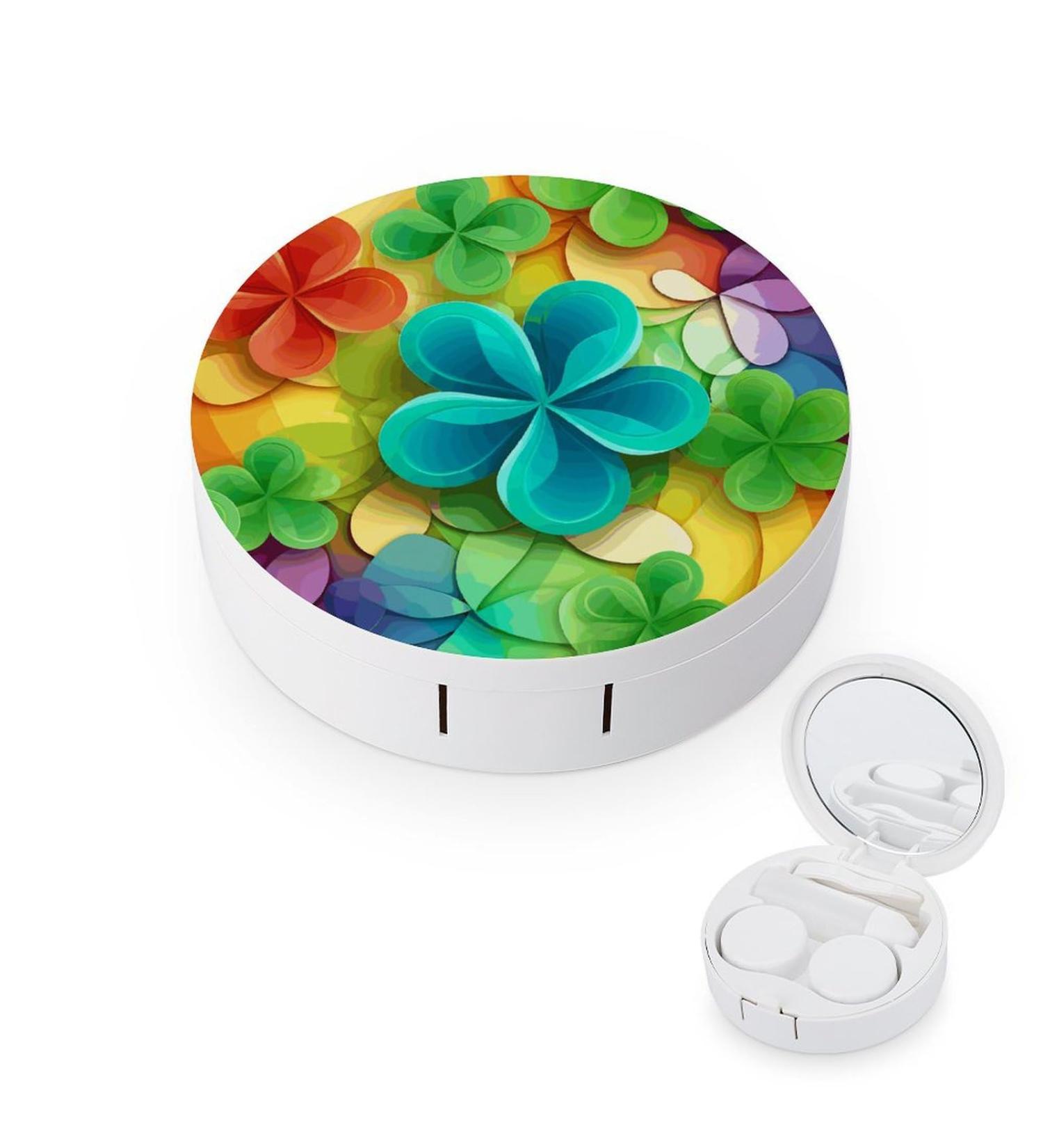 Rainbow Circle Shamrock Contact Lens Case - Travel-Friendly Plastic Care Box - Buy Online on GoSupps.com