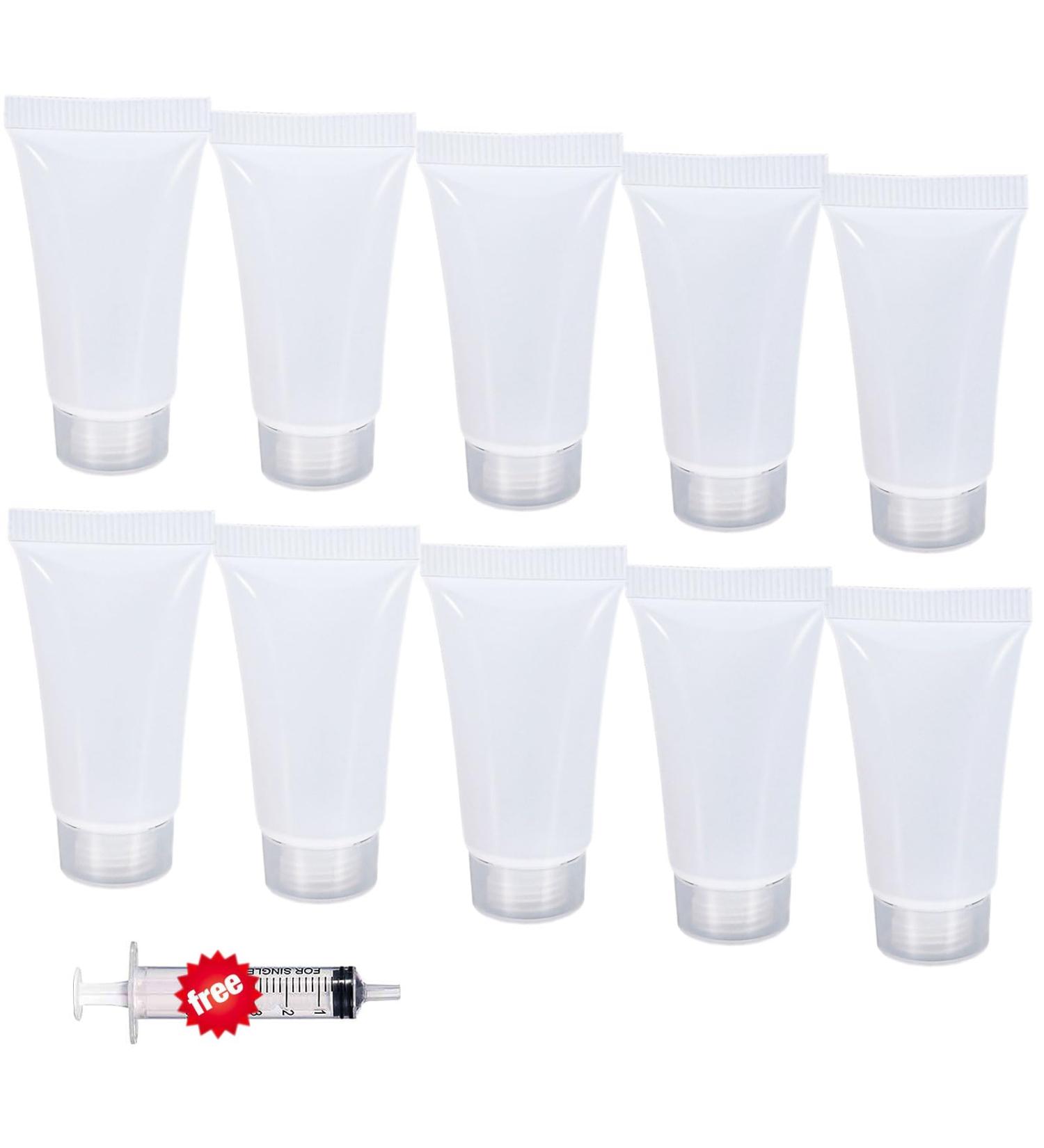 Refillable Travel Tubes 10PCS - 10ml Empty Squeeze Bottles for Facial Cleanser Hand Cream Lotion | Clear Plastic Mini Toothpaste Containers for DIY Projects - Buy Online on GoSupps.com