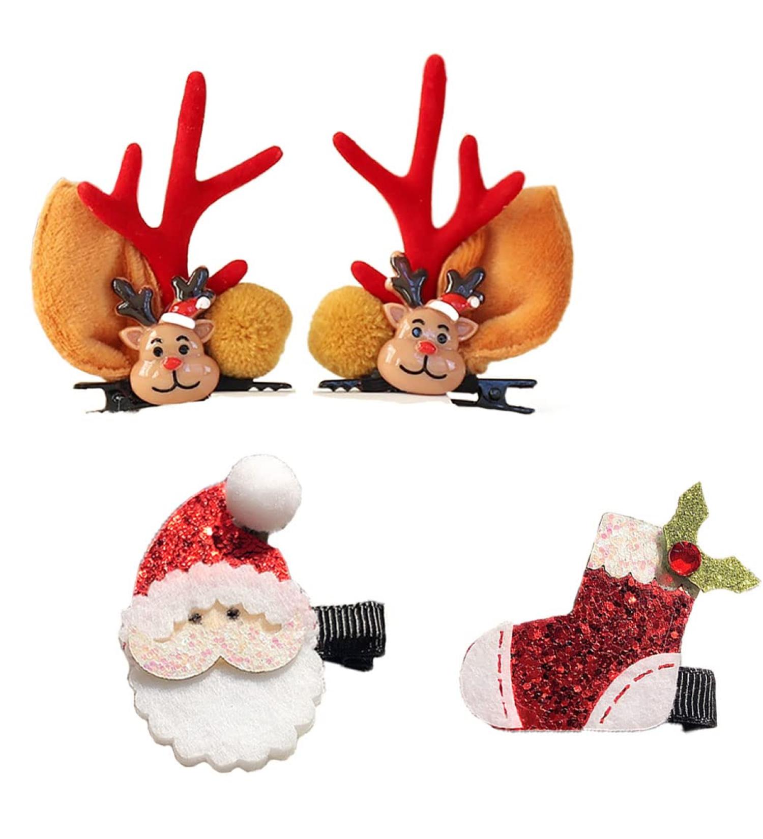 Evlry Christmas Hair Clip Set Reindeer Hair Barrettes Santa Hair Clips Christmas Tree Hair Accessories Gift Set Party Festival Hair Decor for Kids Adults(Set of 4) (Red) - Buy Online on GoSupps.com
