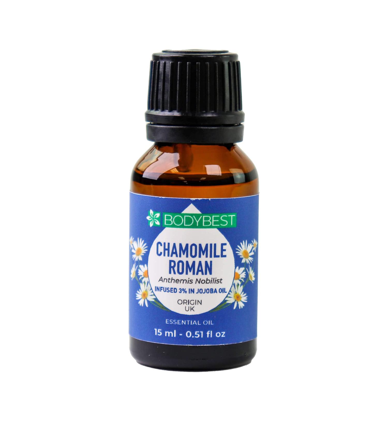 Roman Chamomile Essential Oil 0.5 fl ounce (15ml) | 100% pure oil for massage aromatherapy and diffusing | Long lasting fresh scent and aroma fragrance for DIY candle. hair cosmetics and body butter