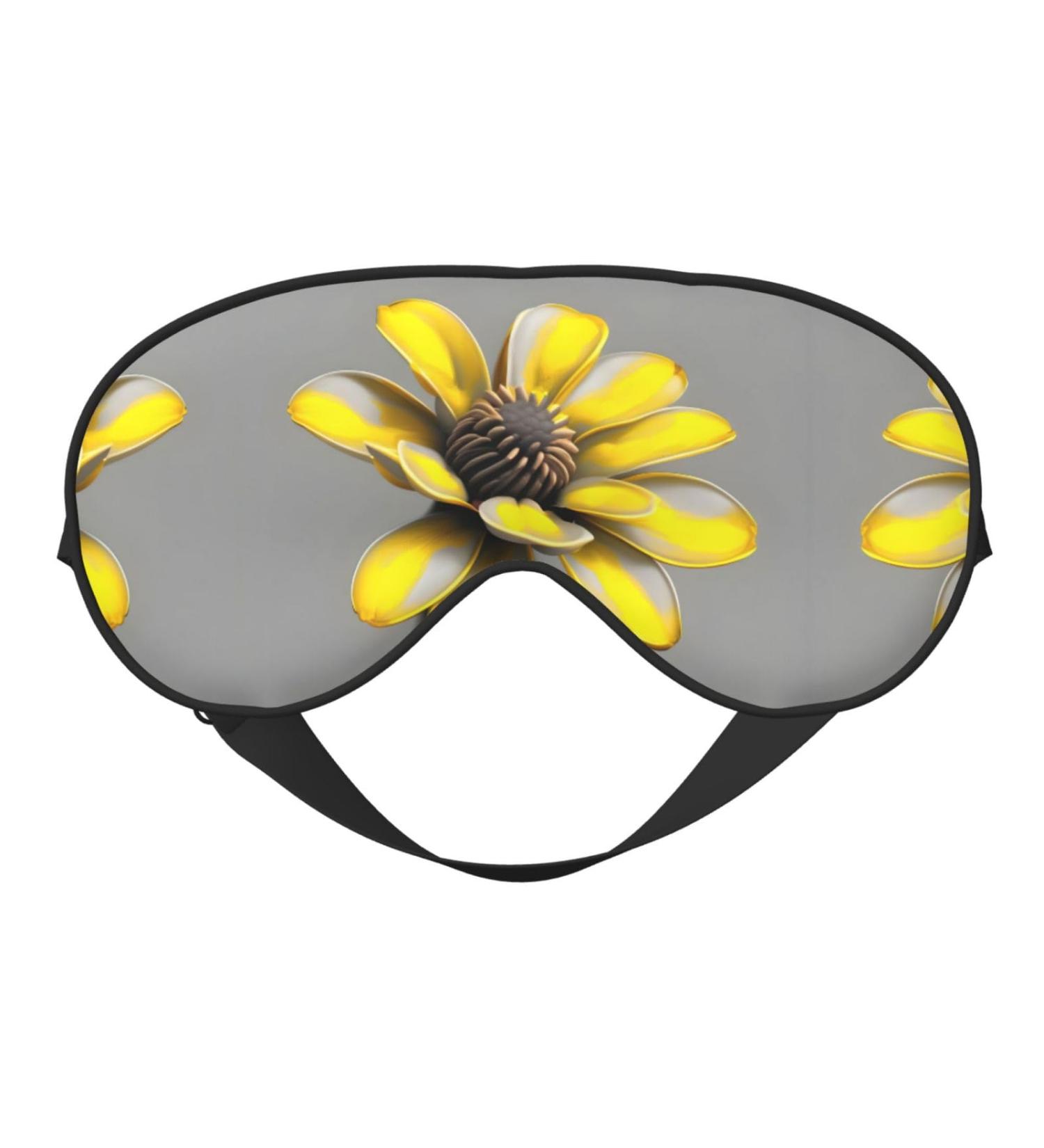 SSIMOO Yellow Gray Flower Soft Sleep Eye Mask | Breathable Female Eye Patch for Travel & Relaxation | Comfortable Black Design - Buy Online on GoSupps.com