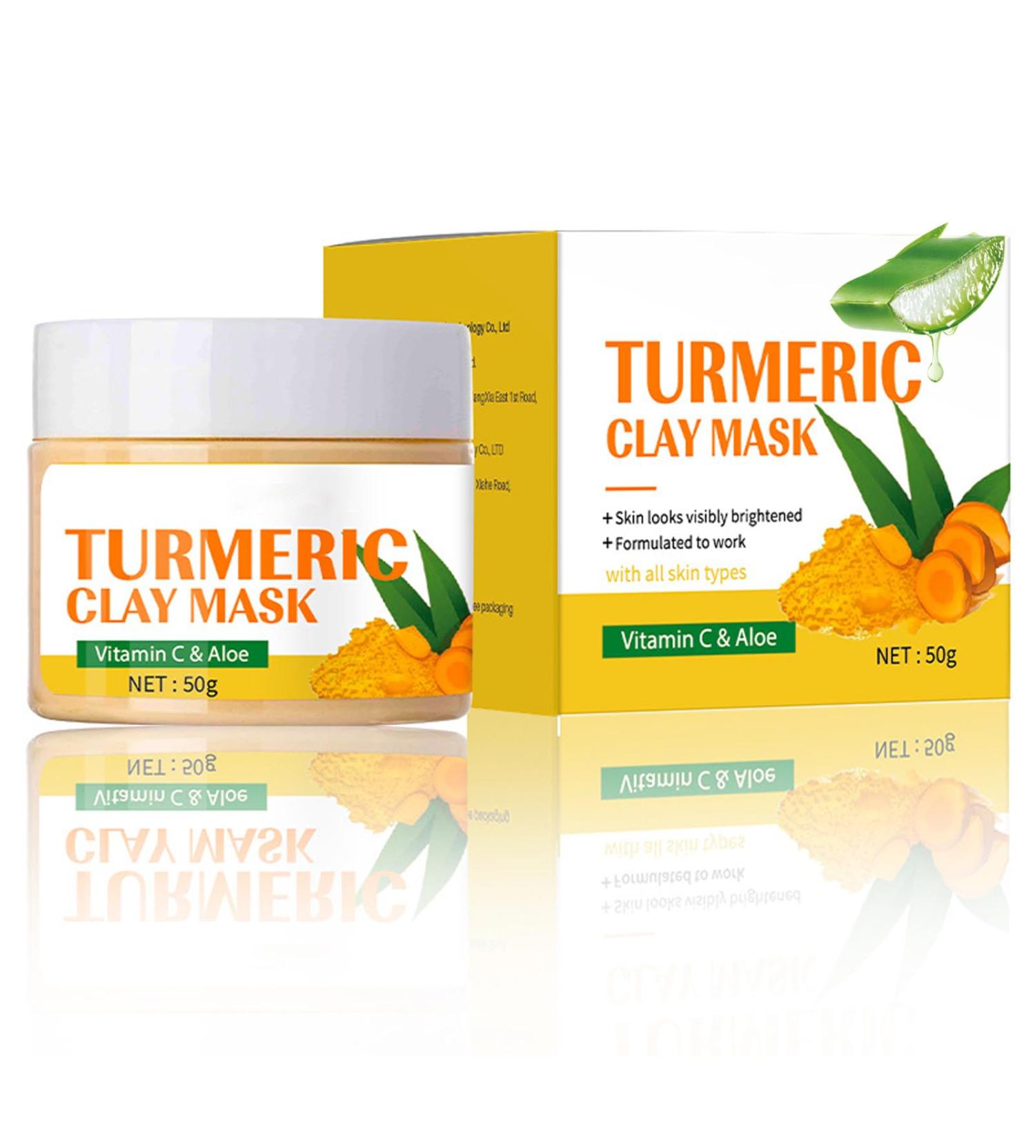 Turmeric Vitamin C Clay Mask- Face Masks- Deep Cleansing Unclog Pores- Dark Spot Remover -Controlling Acne Oil- Reduce Redness and wrinkles- Face Mask Beauty & Skincare 50g - Buy Online on GoSupps.com