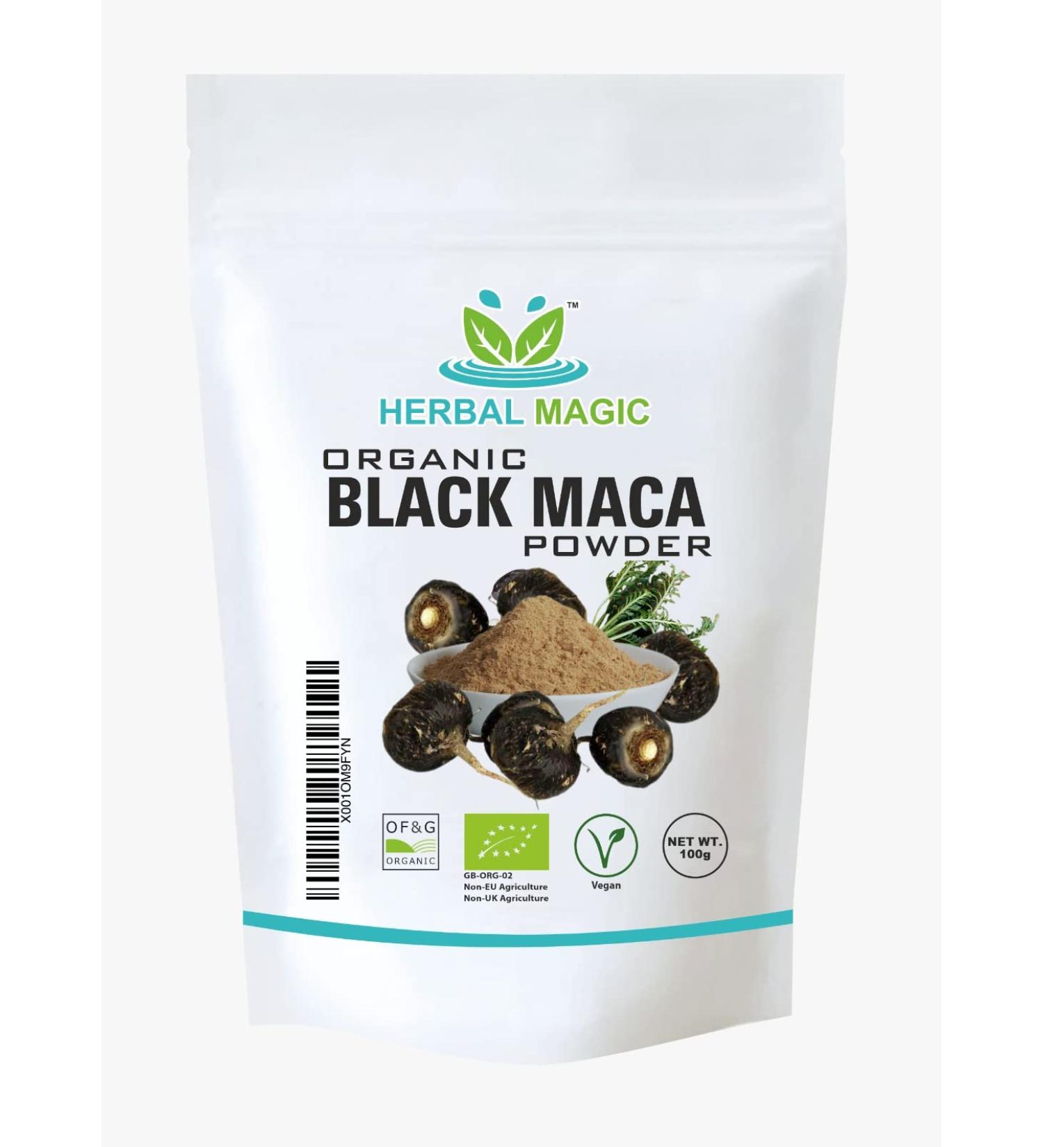 Organic Black Maca Root Powder - 100g Pack - Sweet & Nutritive for Smoothies & Milkshakes - No Fillers or Preservatives - Buy Online on GoSupps.com