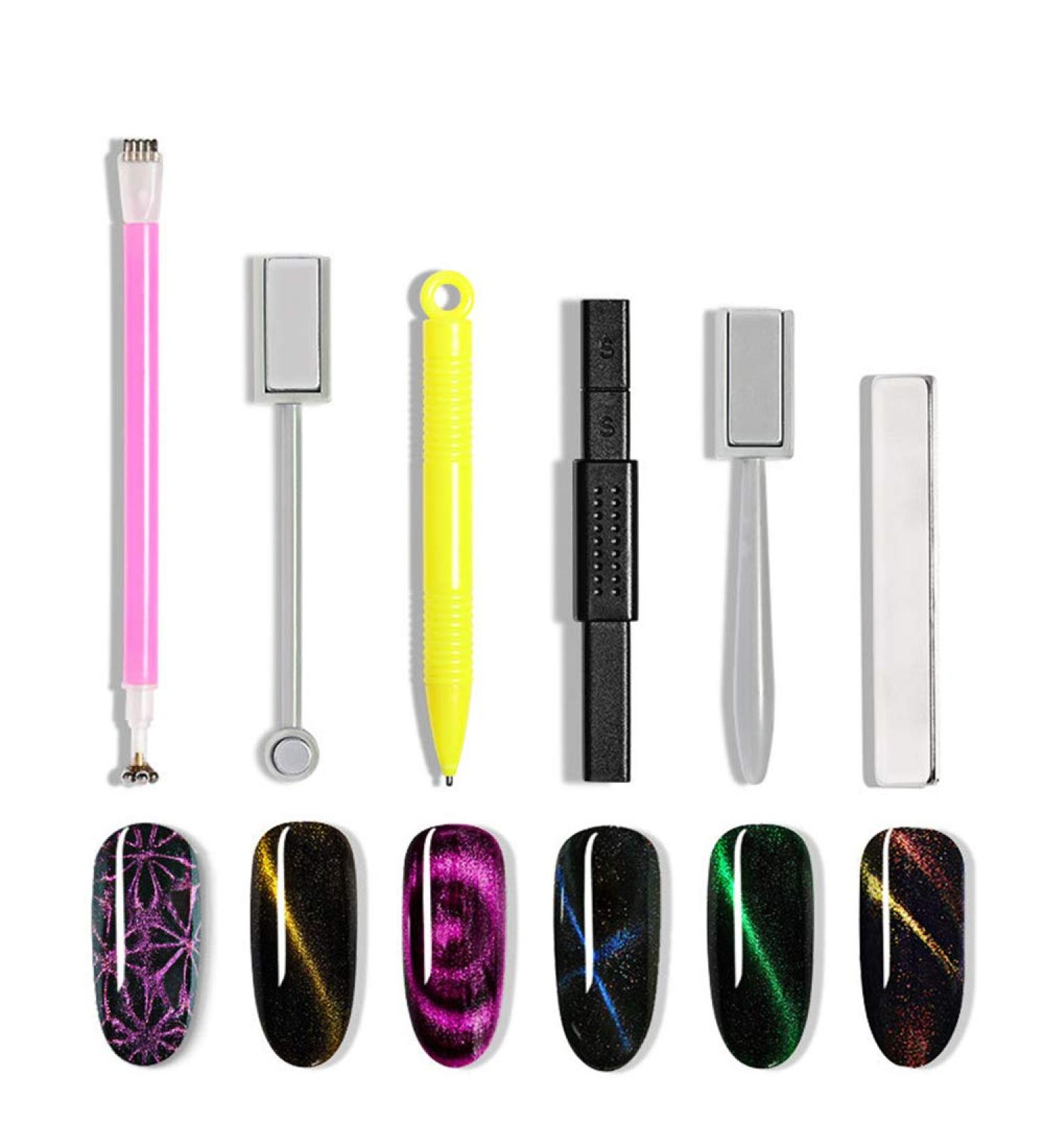 NiceMeet 6 Pcs Magnet Pen Nail Art Tool for 3D Cat Eye Effect - Manicure UV Gel Polish DIY Accessory - Buy Online on GoSupps.com