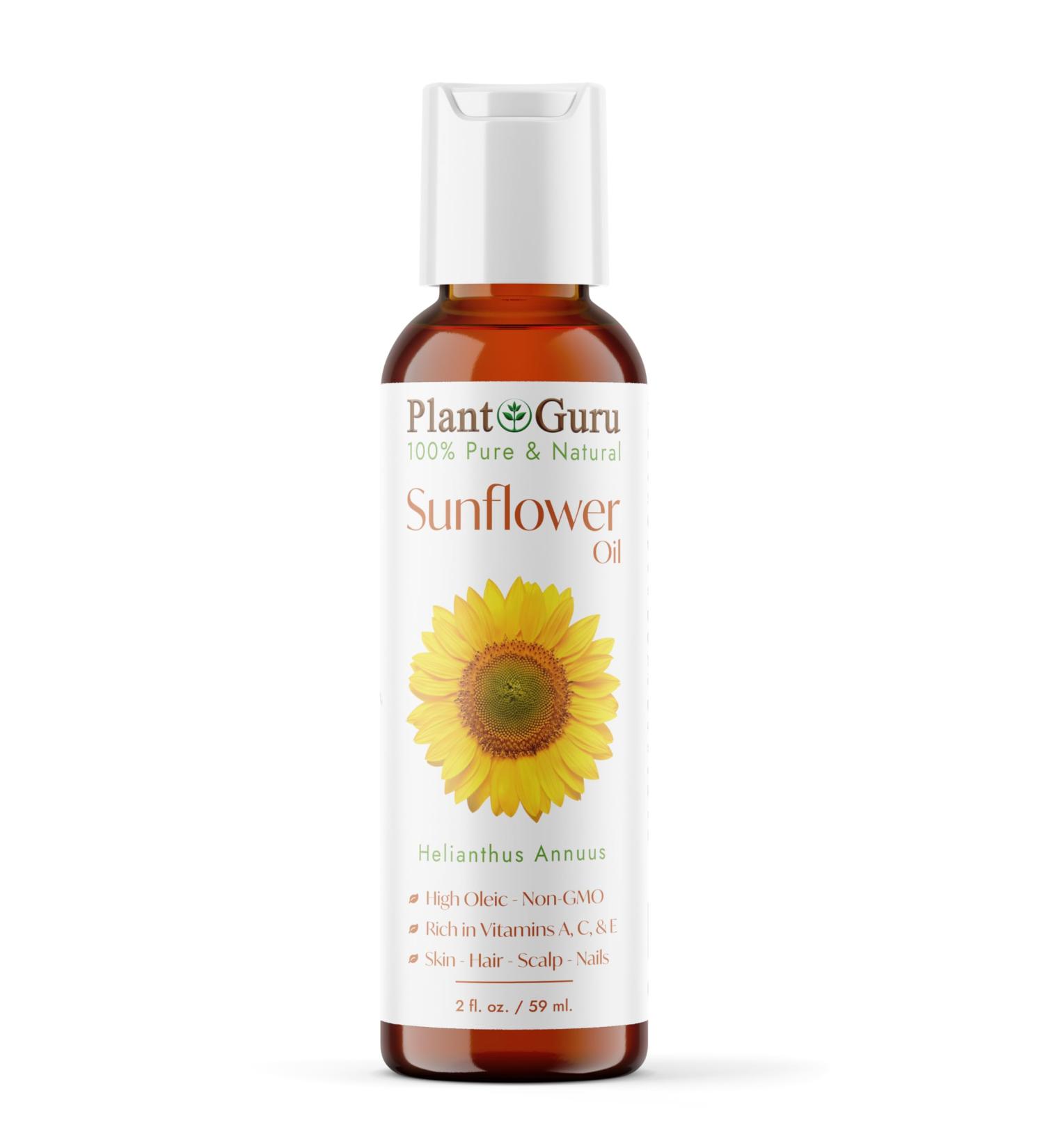 Sunflower Oil 2 oz Cold Pressed Carrier 100% Pure Natural For Skin Body Face and Hair Growth Moisturizer. Great For Creams Lotions Lip balm and Soap Making