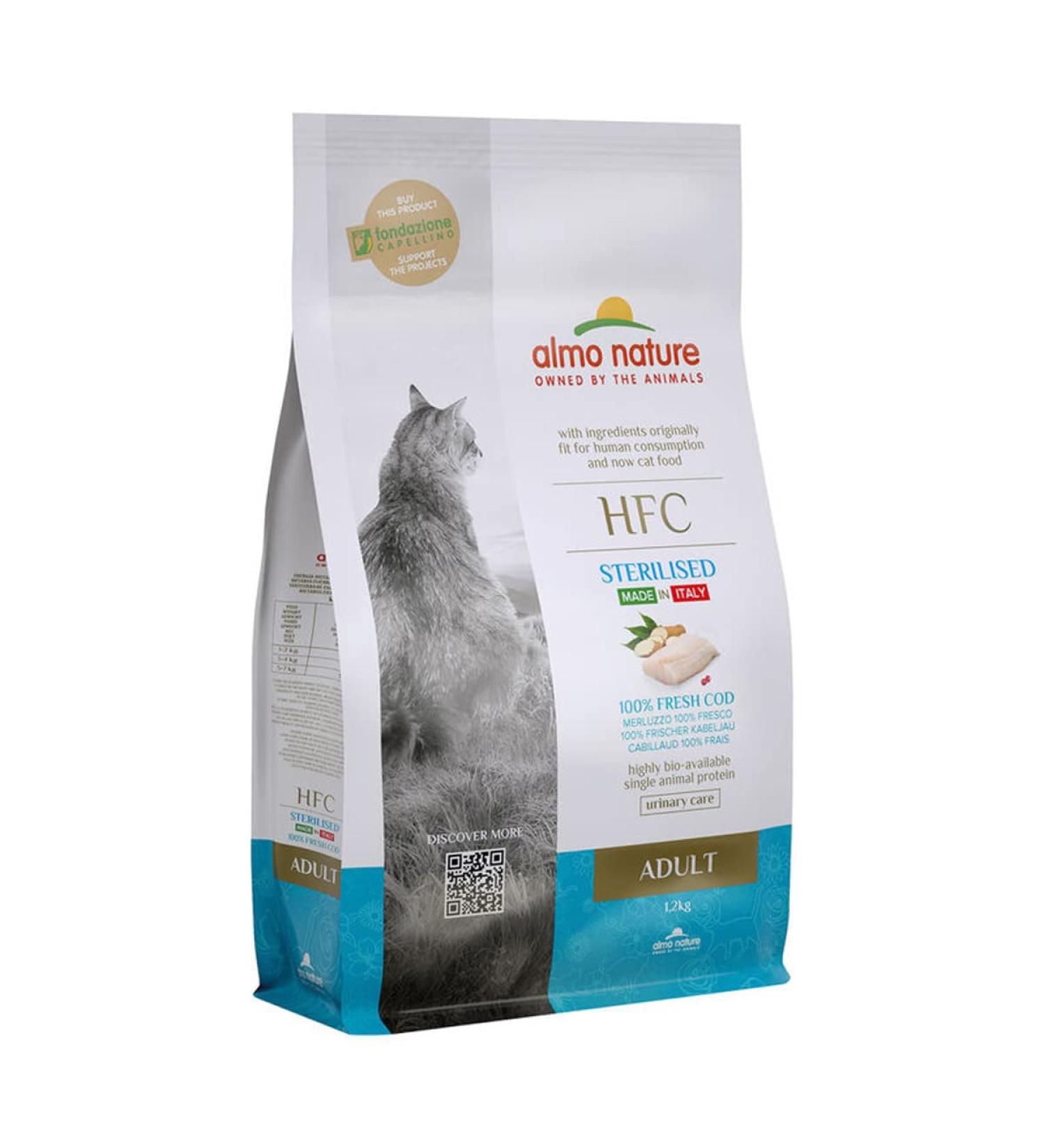 Almo Nature HFC Adult Sterilized Dry Cat Food with Fresh Cod - 300g Pack | Premium Quality eCommerce for Cats - Buy Online on GoSupps.com