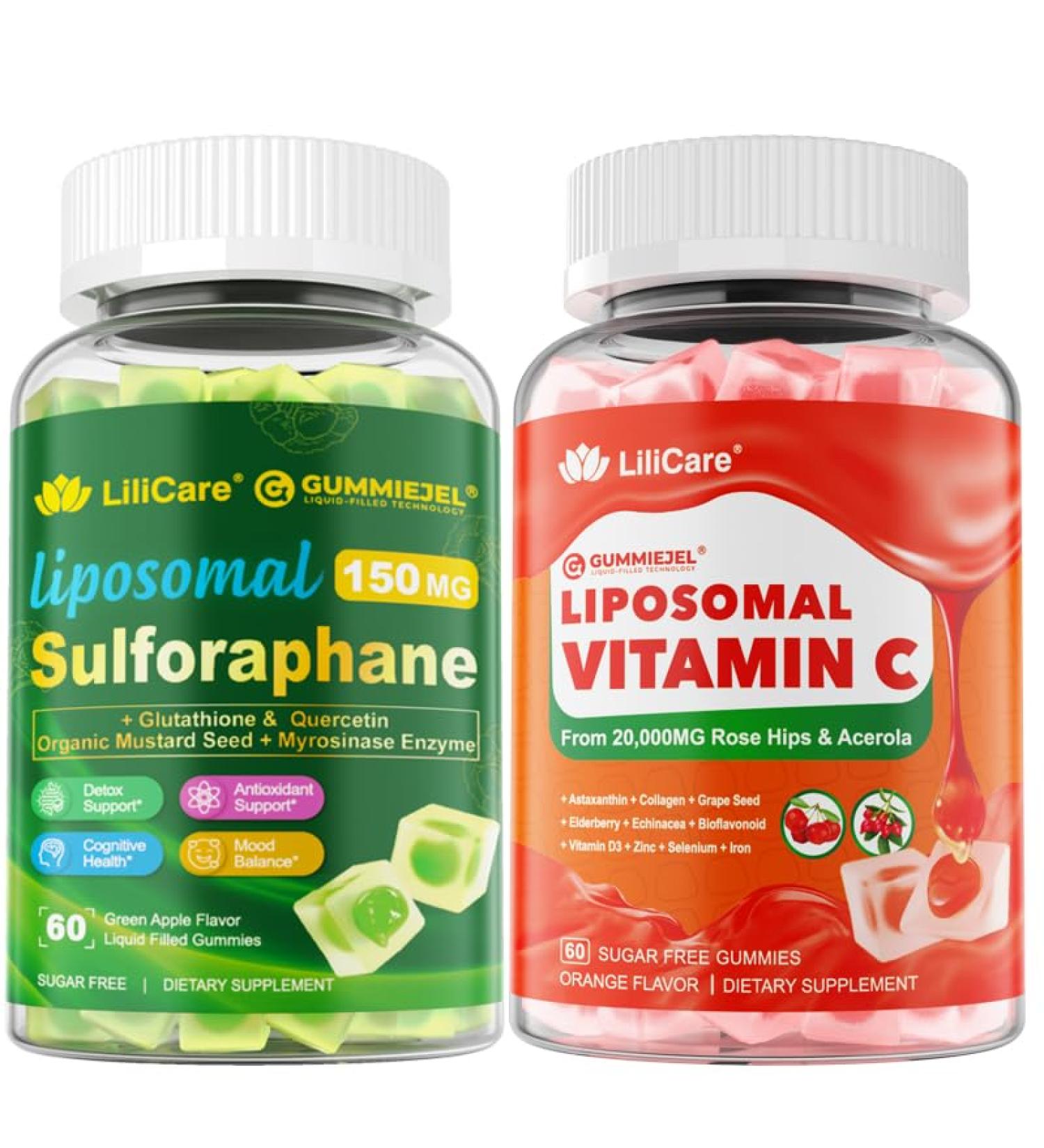 LILICARE 1 Pack Liposomal Vitamin C 1000mg & Sulforaphane with Glutathione Gummies - Buy Online on GoSupps.com