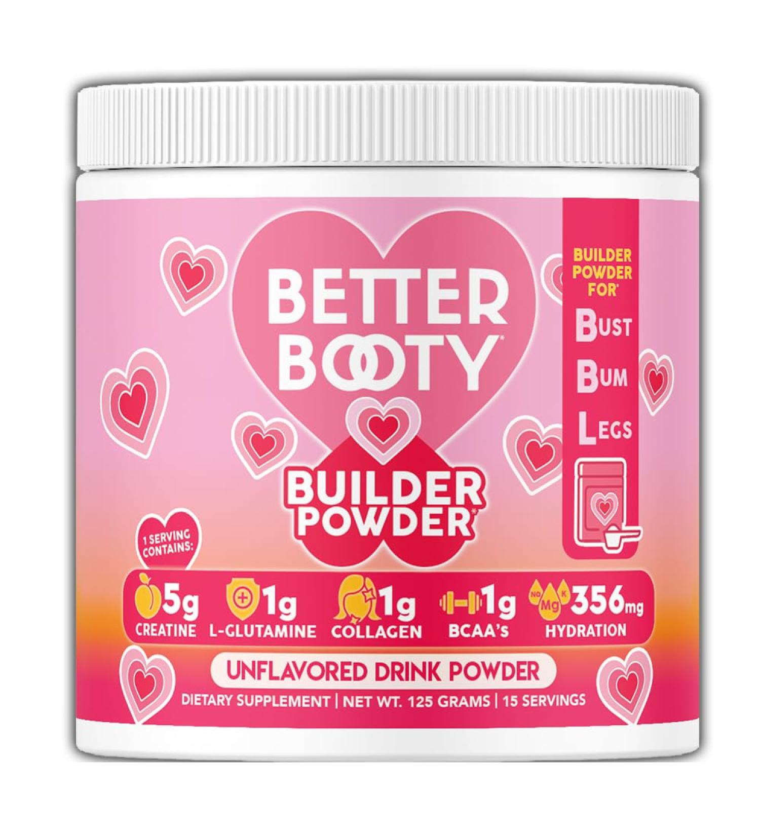 Better Booty Women's Creatine Monohydrate Powder Glute Builder 5g Vegan Creatina w. Collagen Glutamine BCAAs & Hydration Blend for Recovery Energy Drink Mix Unflavored (125g 1-Pack) 4.4 Ounce (Pack of 1) - Buy Online on GoSupps.com