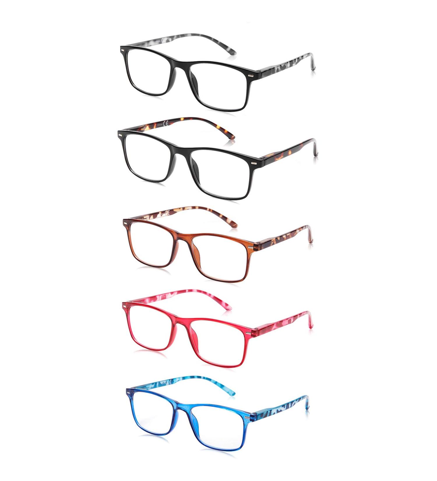 Oeneye 5 Pack Reading Glasses for Men & Women - Fashionable Anti-Blue Light & UV Protection Spring Hinges Multicolor 2.0x - Buy Online on GoSupps.com