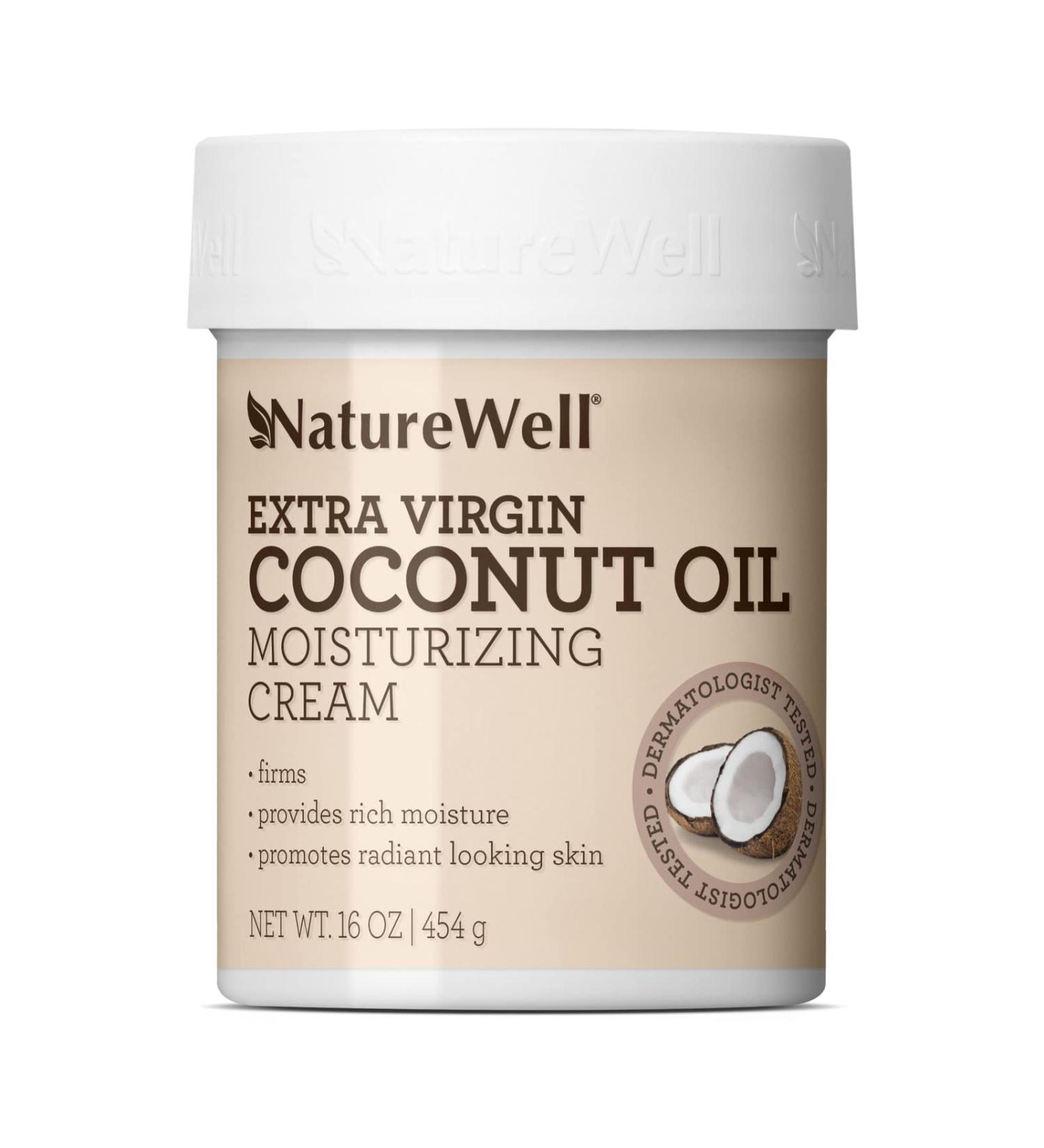 NatureWell Extra Virgin Coconut Oil Moisturizing Cream - 16oz Hydrating Face, Body & Hand Cream | Lightweight & Cleaner Formula for Softer Skin - Buy Online on GoSupps.com