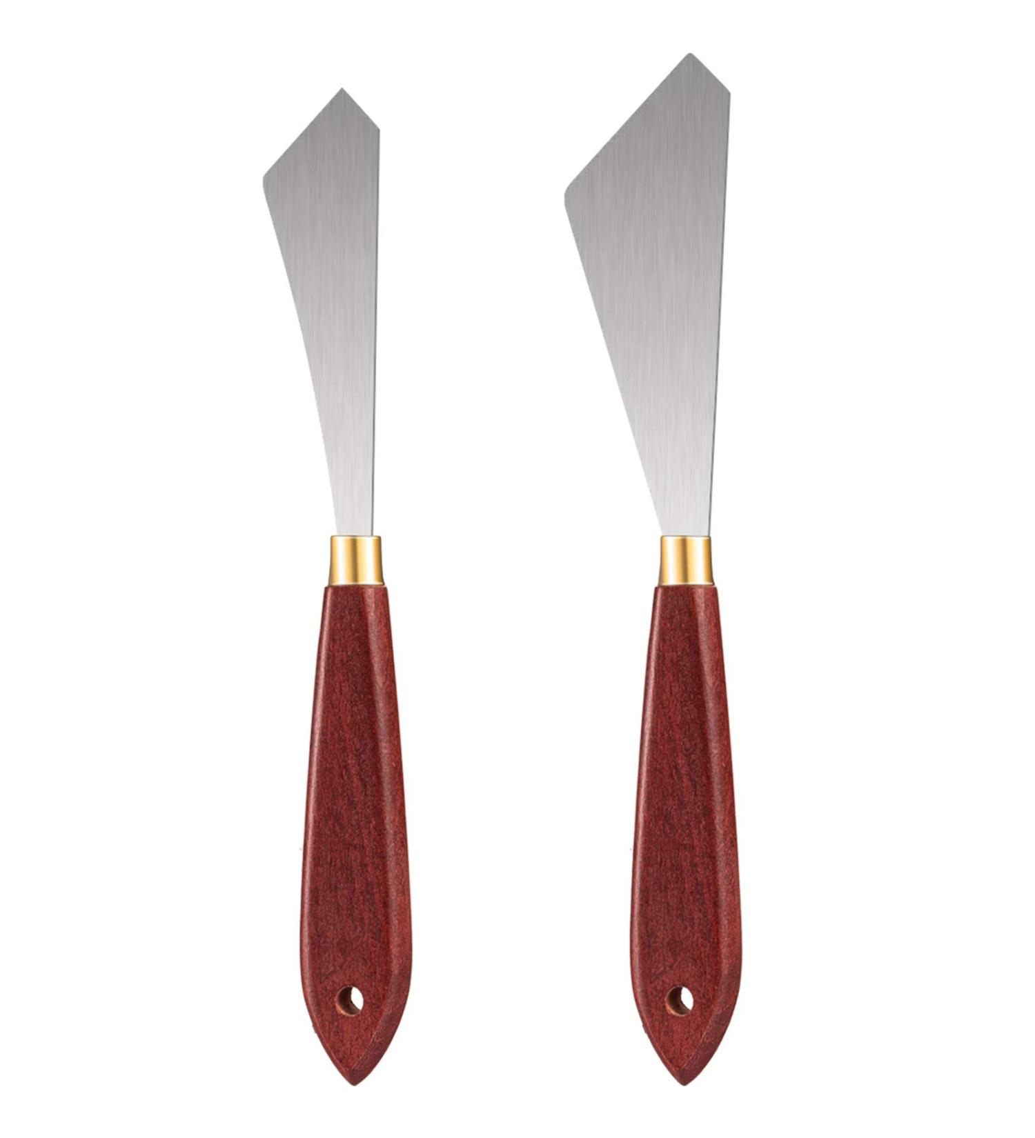 Stainless Steel Painting Knife Set with Wood Handle - Art Spatula for Oil, Acrylic, Canvas Mixing - 2 Pack - Buy Online on GoSupps.com