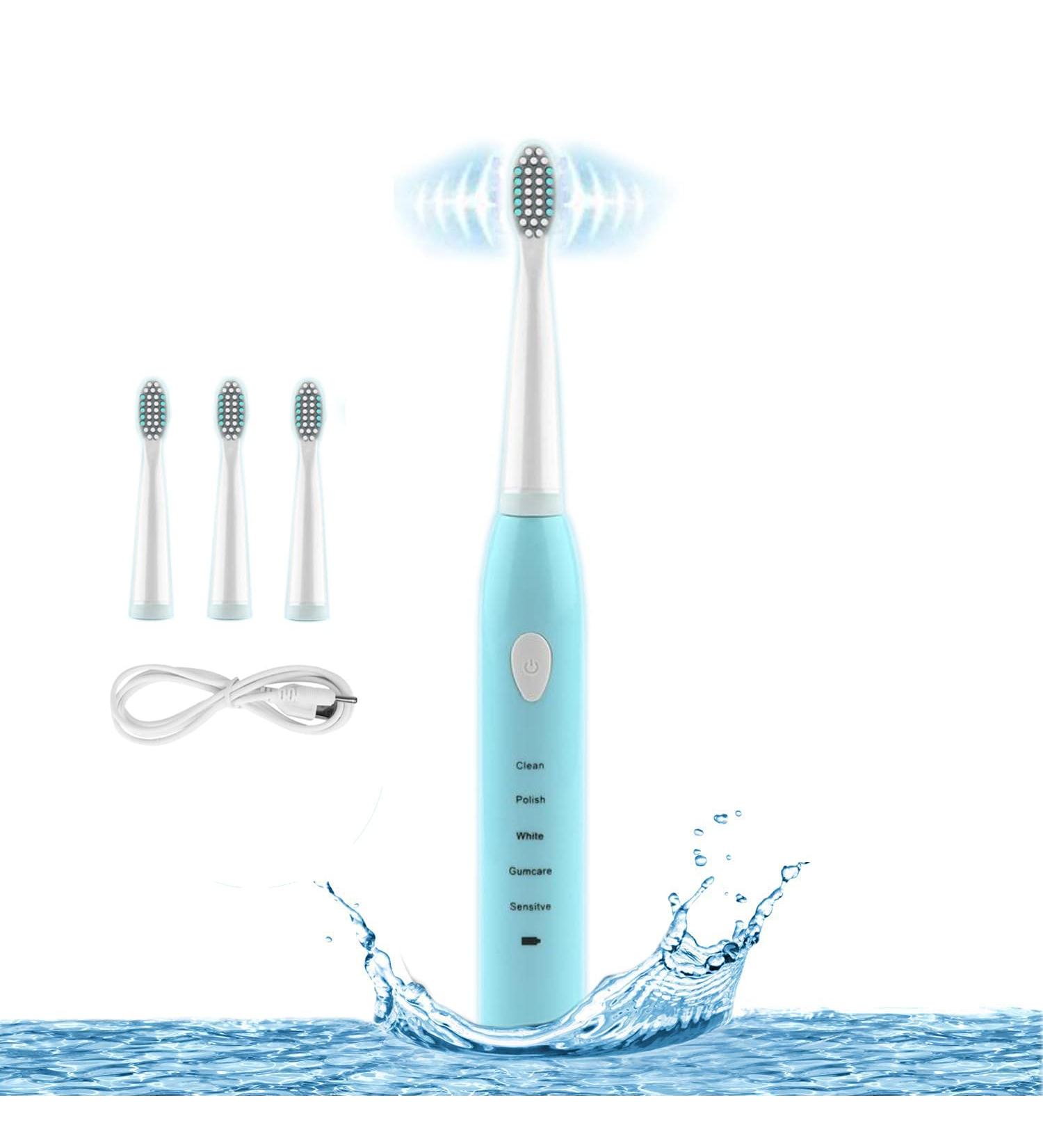 RED-NI Sonic Electric Toothbrush ET201 - Waterproof USB Fast Charging 4 Replacement Heads - Ideal for Adults & Couples - Buy Online on GoSupps.com