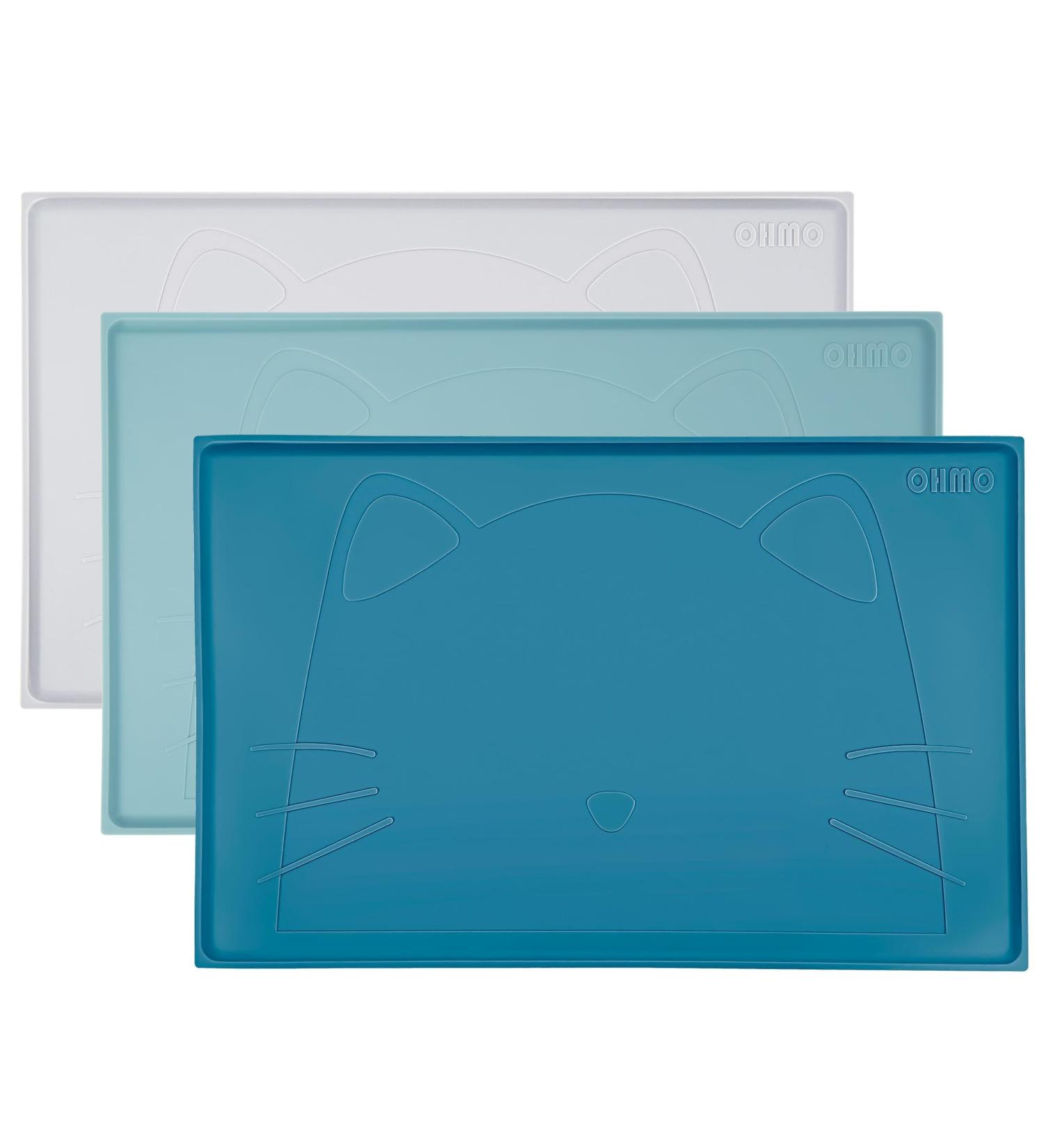 Ohmo Bowl Pad for Small Dogs & Cats - Non-Slip Silicone Waterproof 48x30cm | Cat Bar Base - Blue-Green - Buy Online on GoSupps.com