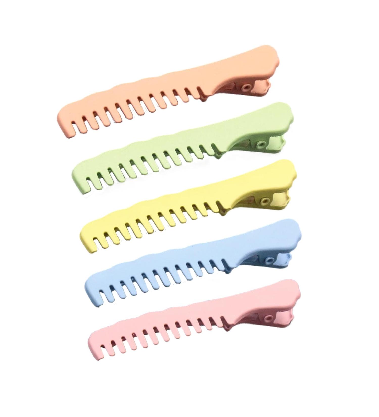 Hair Clips for Styling Creative small comb hair clip Hairdressing Hairpins Candy Colour Girls Simple Hair Clip Cute Children's bangs Clip(Yellow+Green+Blue+Pink+Orange) - Buy Online on GoSupps.com