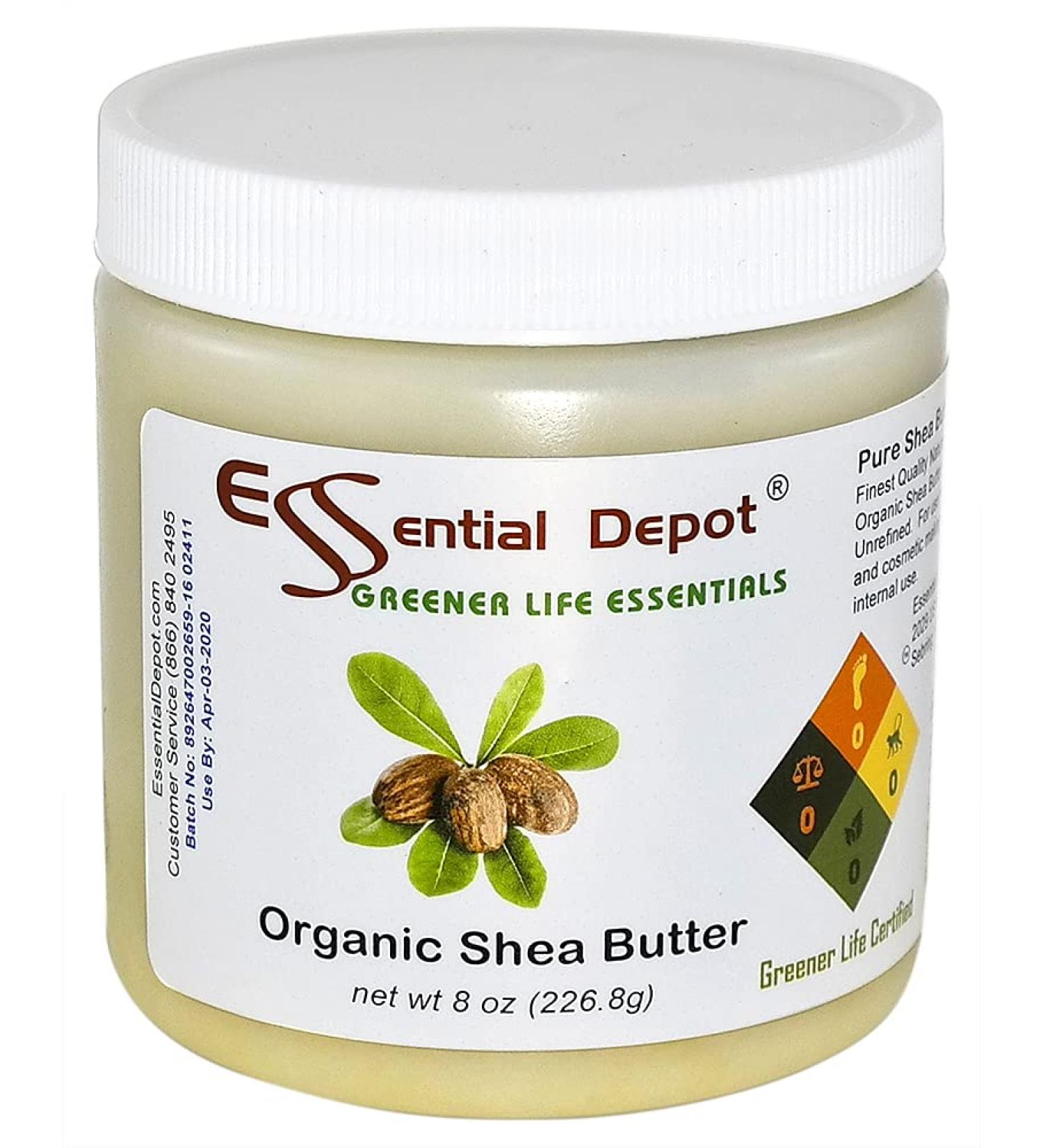 Essential Depot Shea Butter - Grade A - 8 oz - Organic - Unrefined - In Resealable Safety Sealed HDPE Jar - Buy Online on GoSupps.com