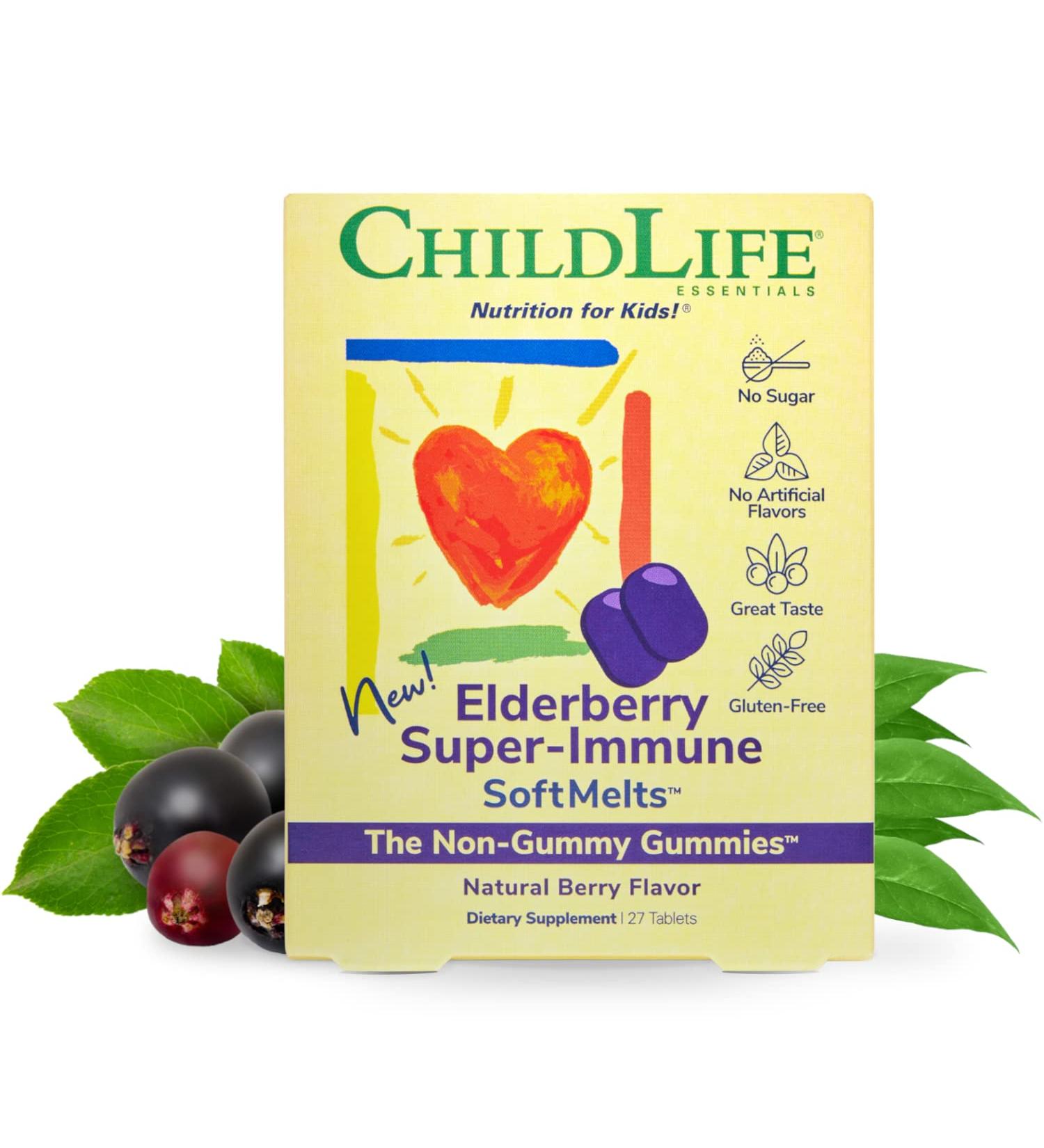 ChildLife Elderberry Super-Immune SoftMelts - Natural Berry Flavor - 27 Tablets for Kids' Health - Buy Online on GoSupps.com