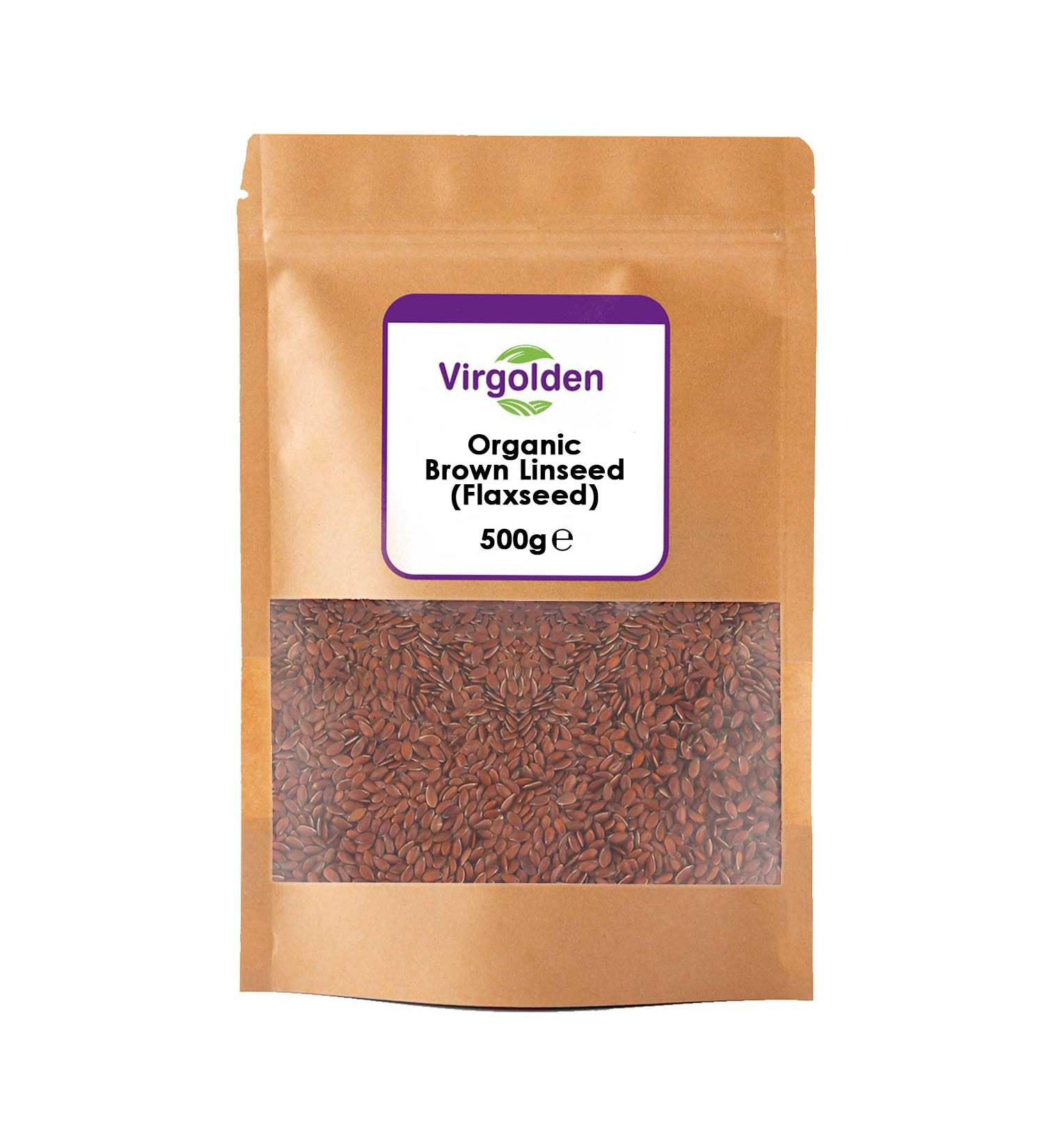 Organic Brown Linseed (Flax Seed) 500g by Virgolden Organic