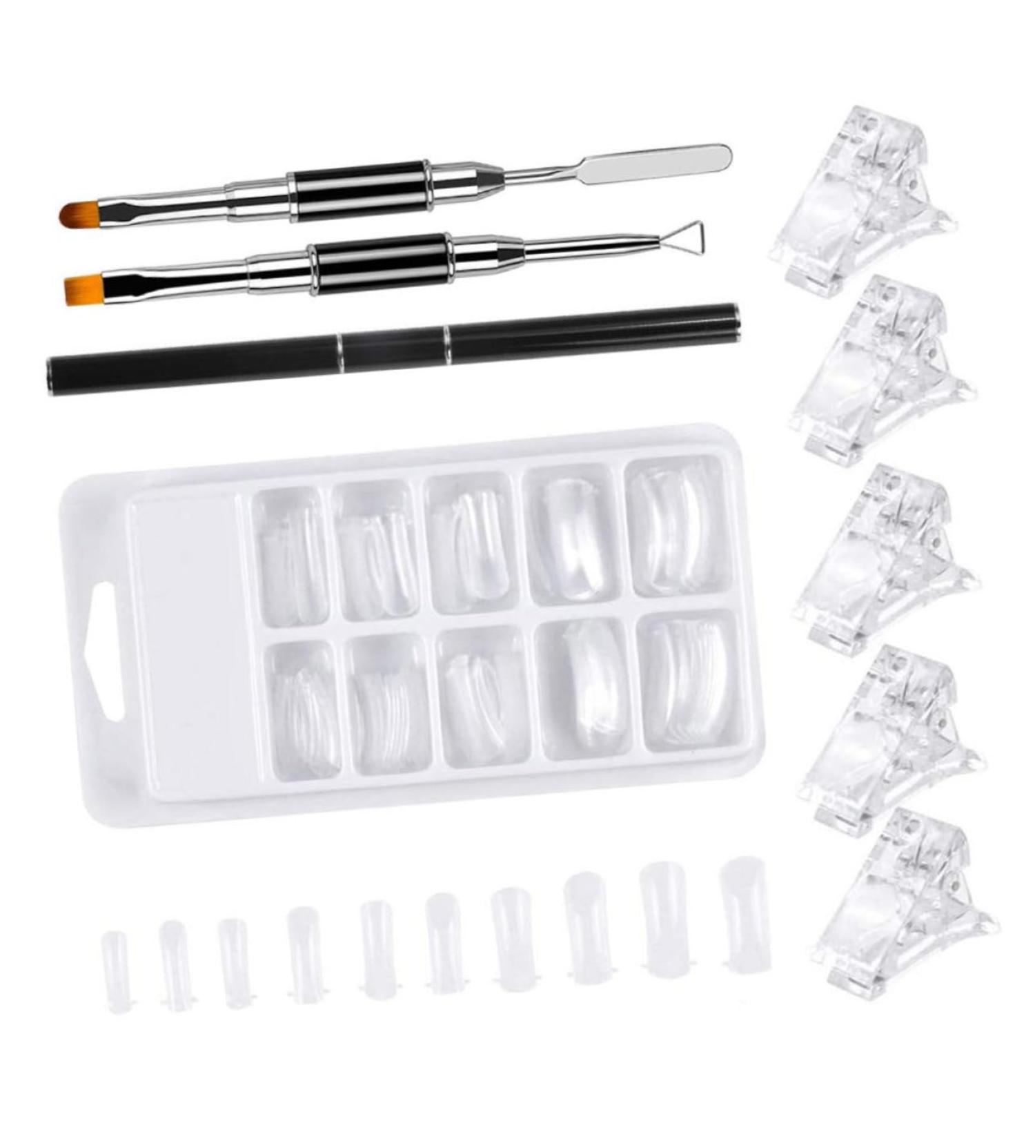 Healeved 1 Set Nail Extension Manicure Clear Acrylic Nails Tips Acrylic Nail Art Pen Nails Brush Dual End Round Tips Nail Decorations for Nail Art Nail Gel Crystal Suit Plastic French White 20x10cm White - Buy Online on GoSupps.com