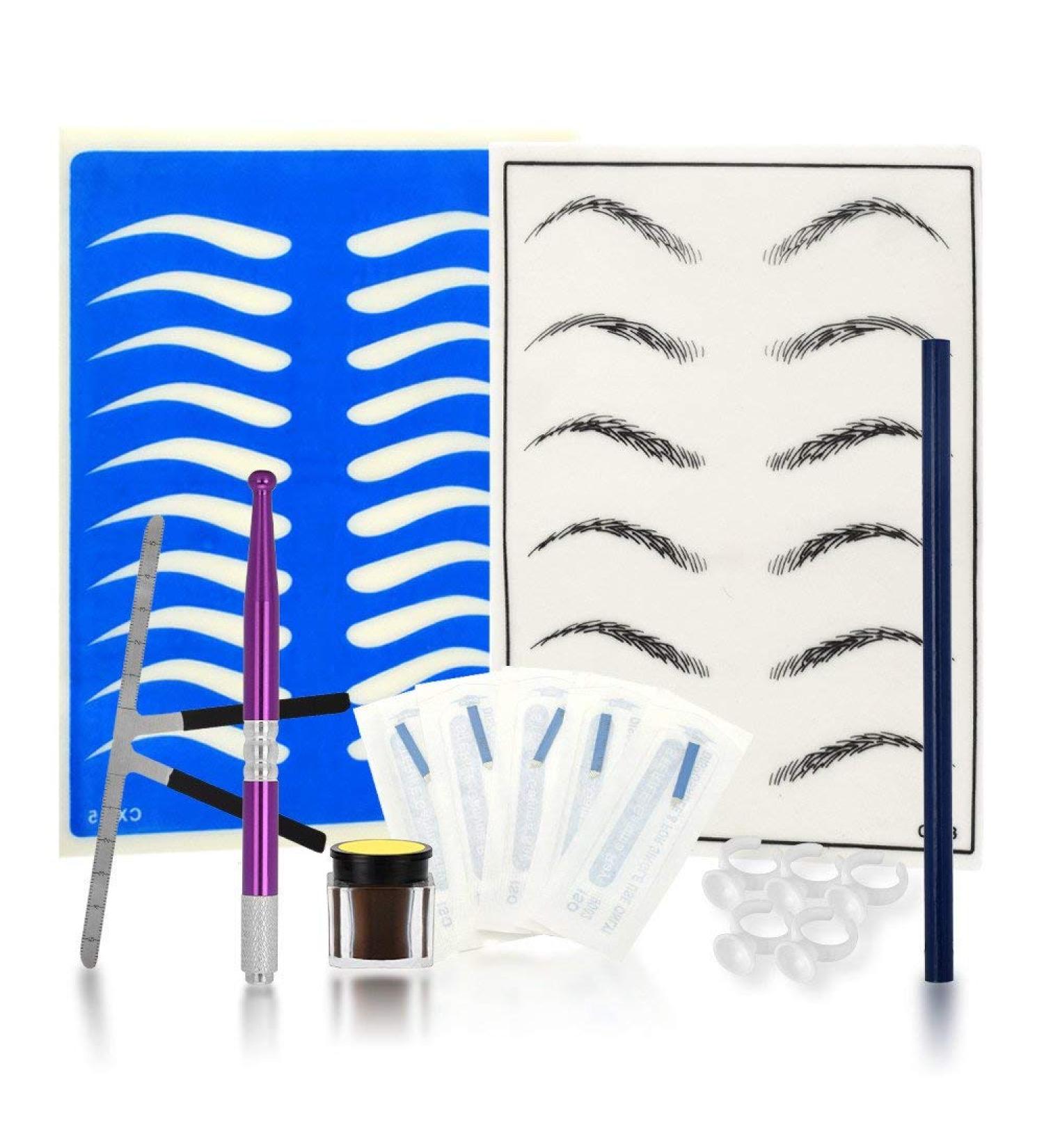 Anself Eyebrow Microblading Kit for Permanent Tattoo Practice - Manual Pen, Needle, Pigment Ink, Practice Skin Tool - Buy Online on GoSupps.com