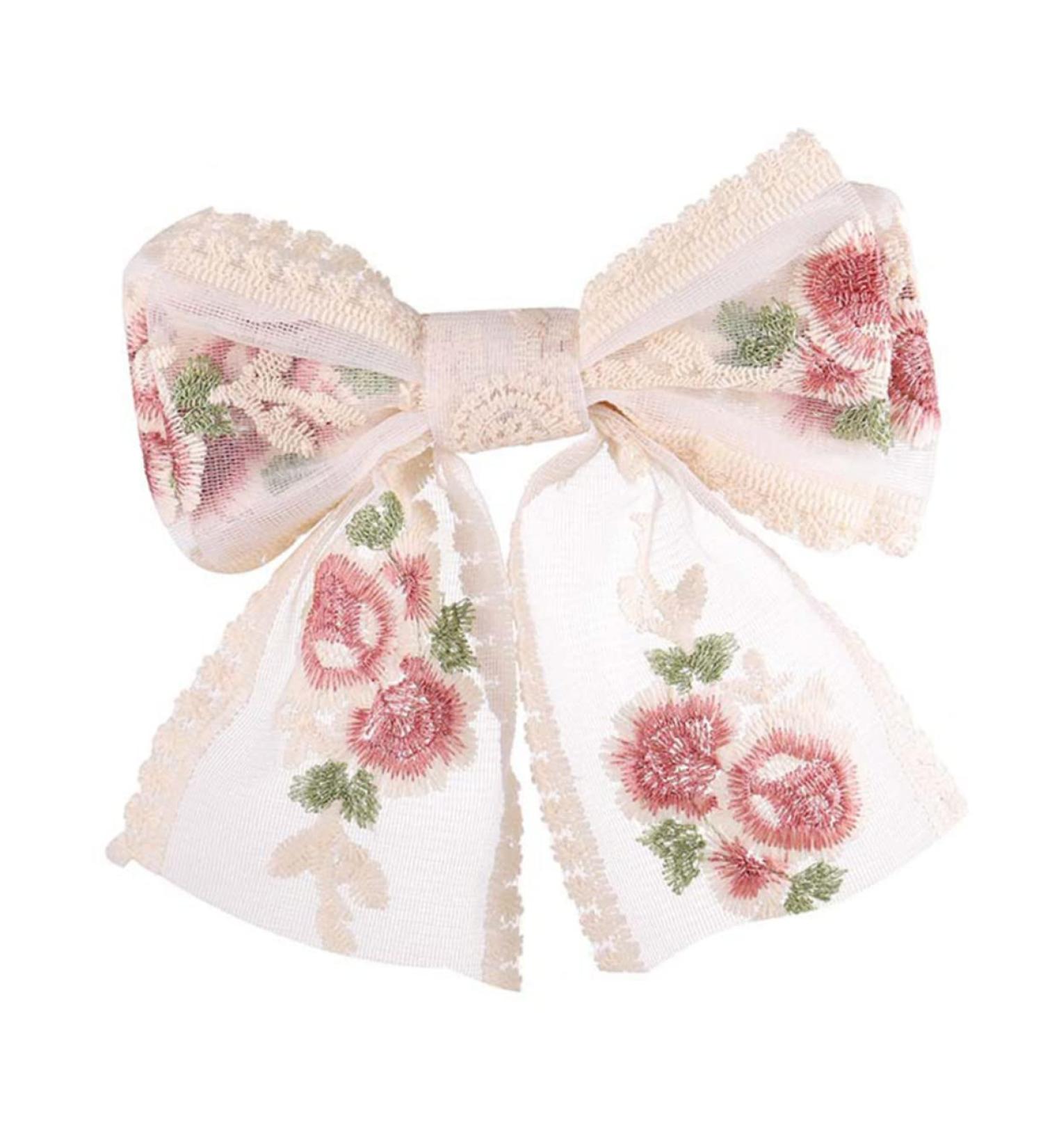 Beavorty embroidered butterfly hair clip french hair clips decorative hair clips bow for hair Bow Clip hair clips for women Fabric Hair Bow Bride Bow Barrette Back Hair Bowknot Miss bow tie - Buy Online on GoSupps.com