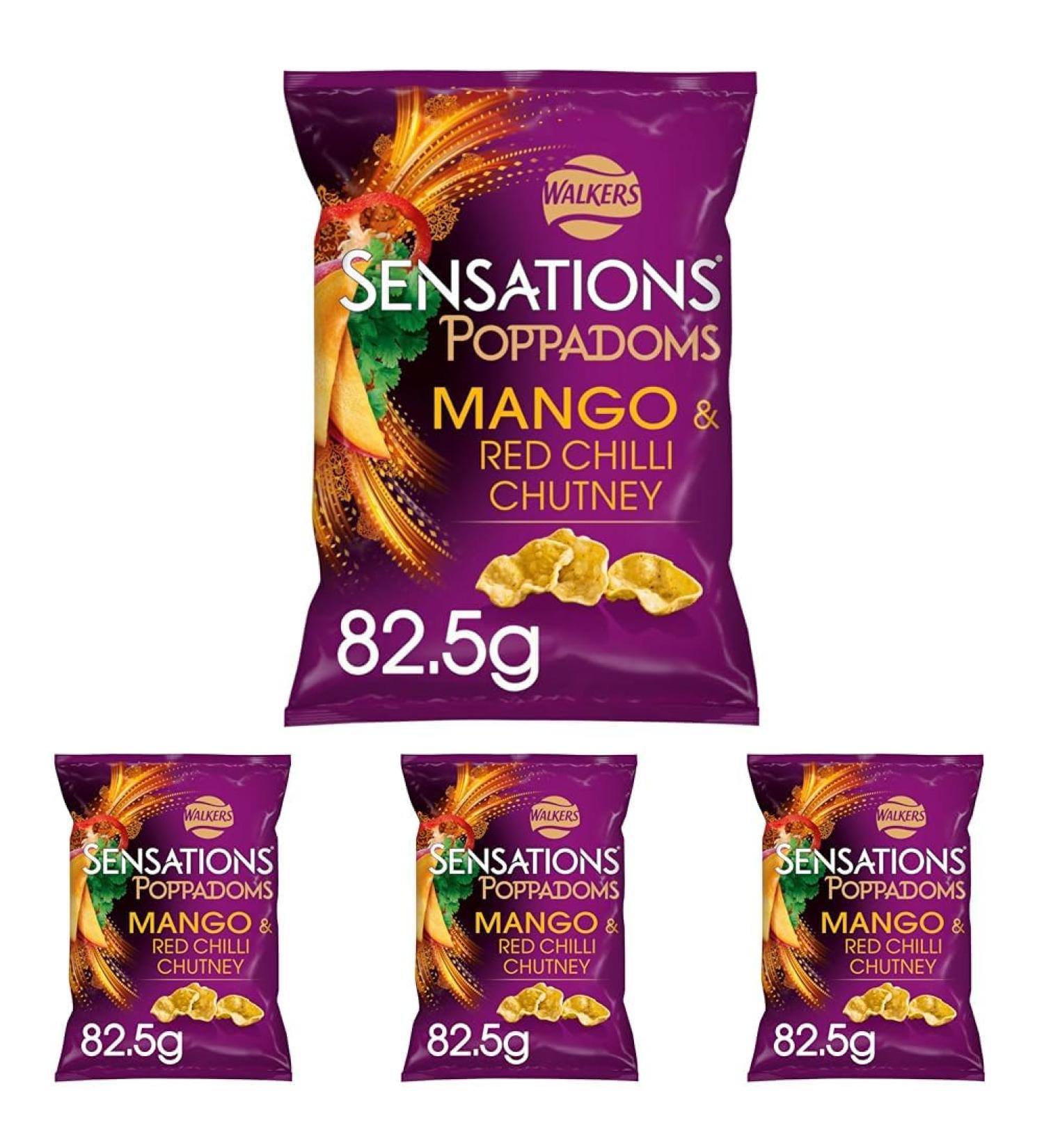 Sensations Poppadoms Mango and Red Chilli Chutney 82.5 g (Pack of 4) - Buy Online on GoSupps.com