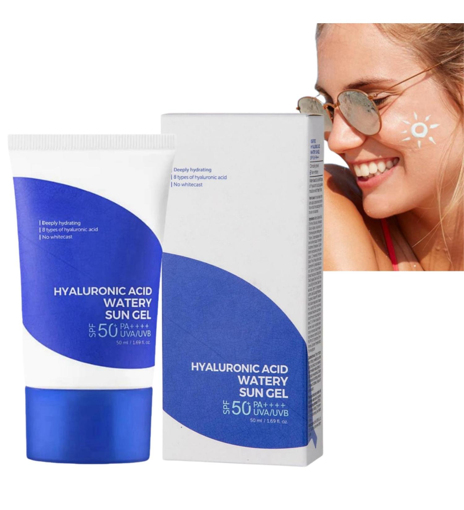 Hyaluronic Acid Watery Sun Gel Korean Sunscreen Spf+50+++ Sunscreen Korean Watery Sun Gel Sunscreen for Oily Skin Sunscreen Face Moisturiser Moisturizing Korean Suncream with No White Cast 50ml - Buy Online on GoSupps.com