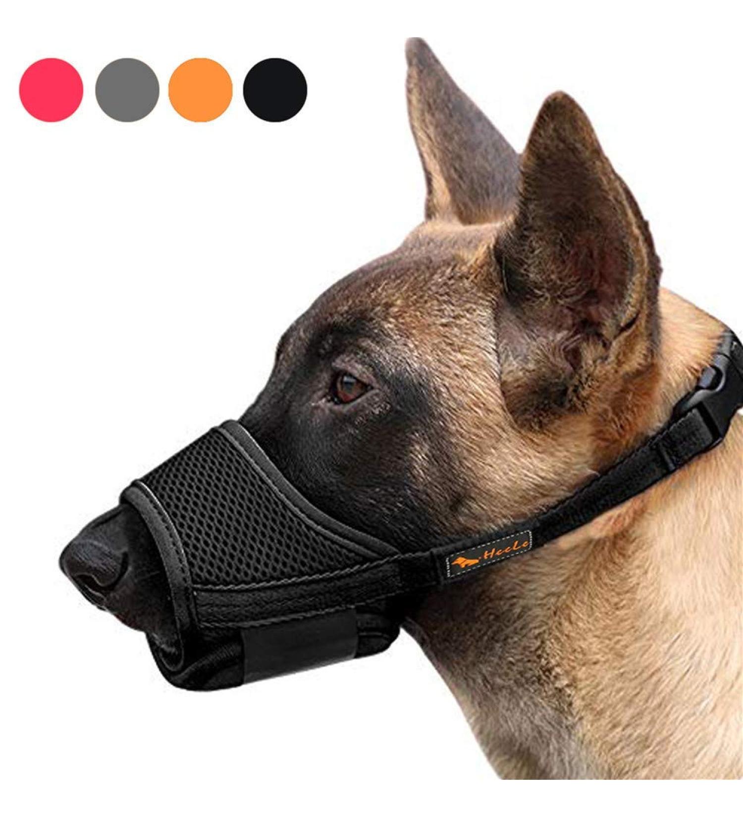 Heele Nylon Dog Muzzle - Adjustable Breathable Safe for Small to Medium Dogs | Prevent Biting Chewing Barking - XL Black - Buy Online on GoSupps.com