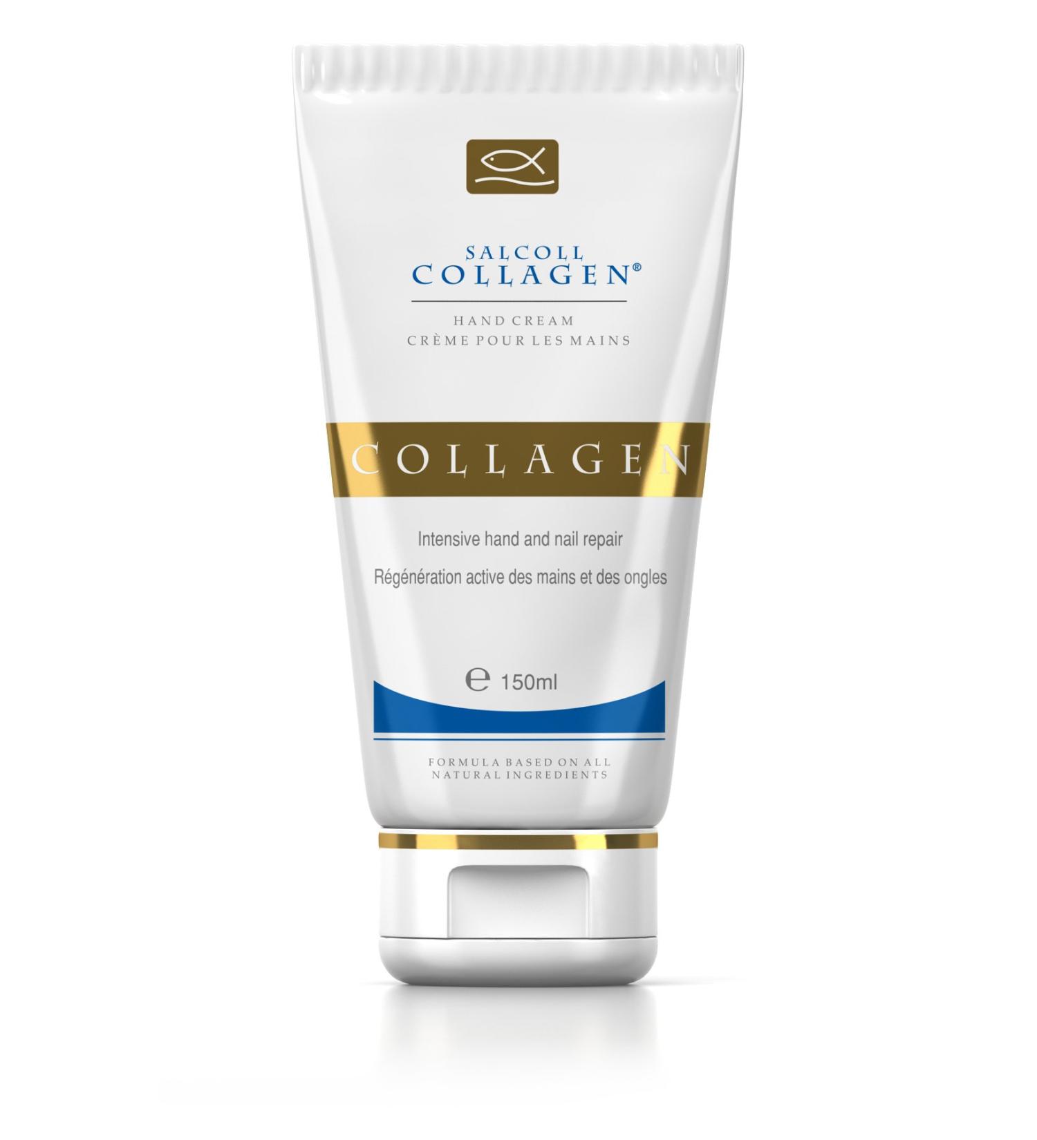 Salcoll Collagen Hand Cream - Bioactive Anti-Aging Repair Lotion for Dry Skin - Hypoallergenic Moisturizer - 150ml - Buy Online on GoSupps.com