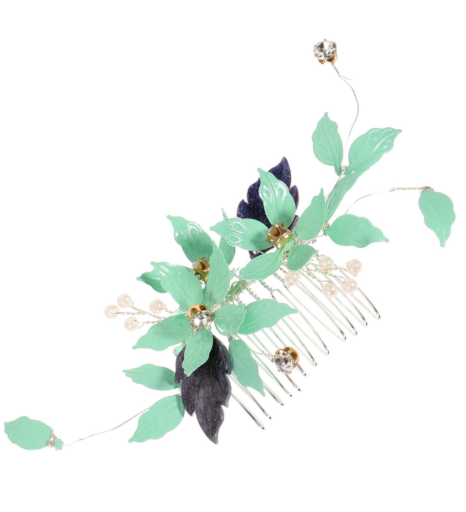 FOMIYES Hair Comb Hair Accessories Teasing Combs for Women Wedding Hair Accessories Hair Combs for Women Accessories Floral Hair Comb Wedding Headpiece for Bride Green Decor Bridal Metal - Buy Online on GoSupps.com