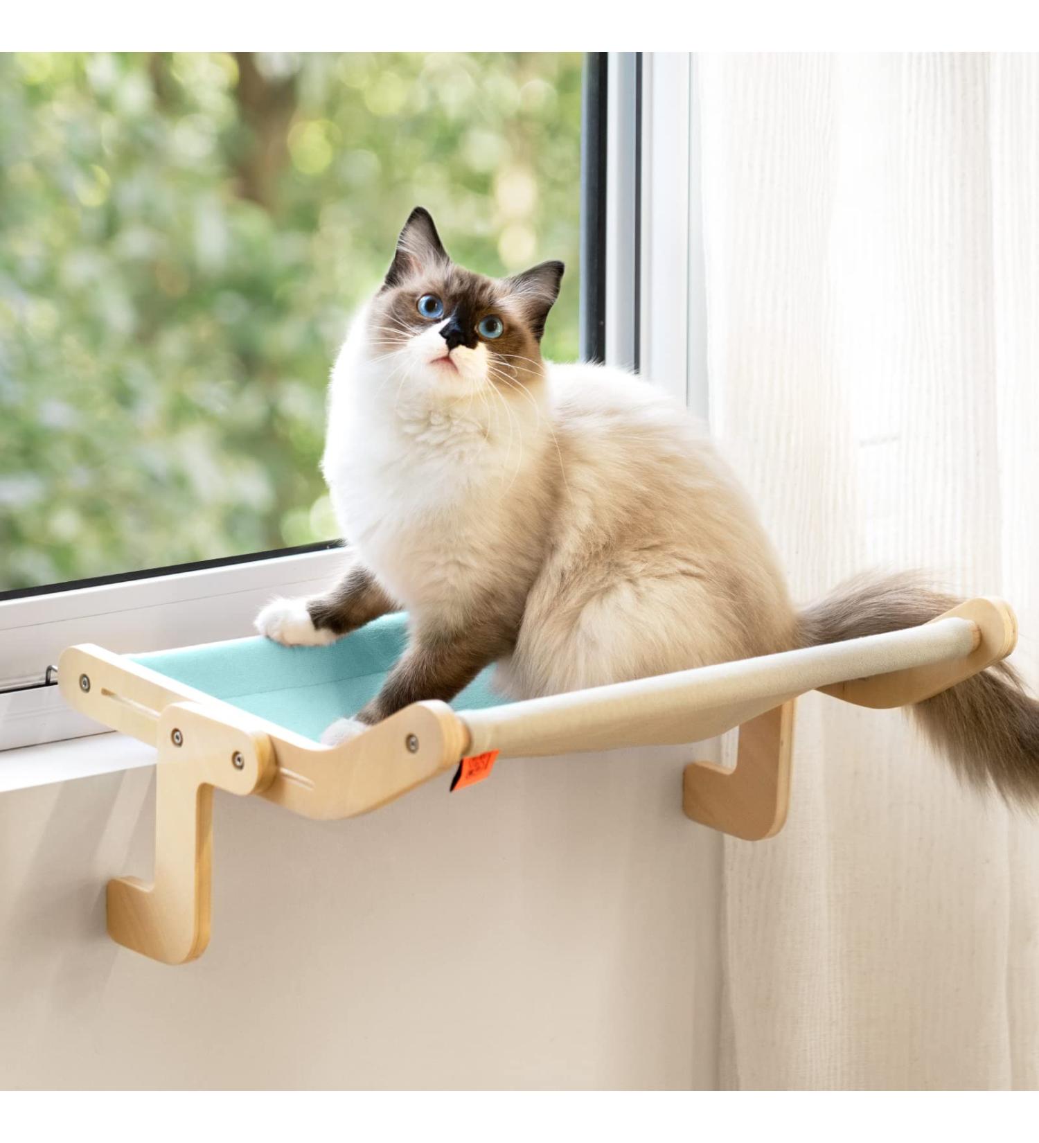 Cat Window Perch Hammock Seat for Indoor Cats | Sturdy, Adjustable, and Washable | Holds Up to 40 lbs | Blue - Buy Online on GoSupps.com