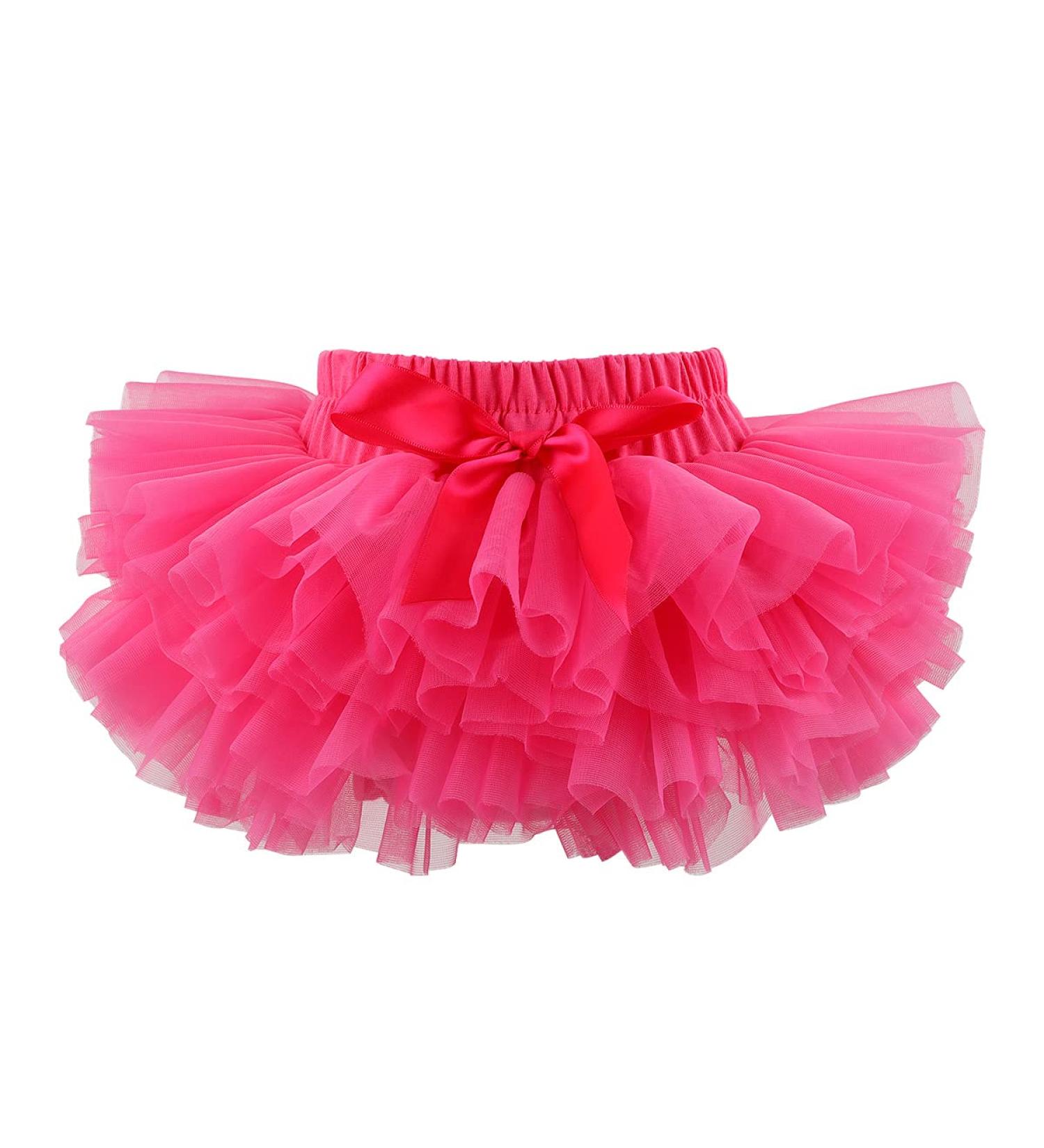 Hoolchean Baby Girls Super Soft Fluffy Tutu Skirt with Diaper Cover Bloomer - Rosy (0-6 Months) - Buy Online on GoSupps.com