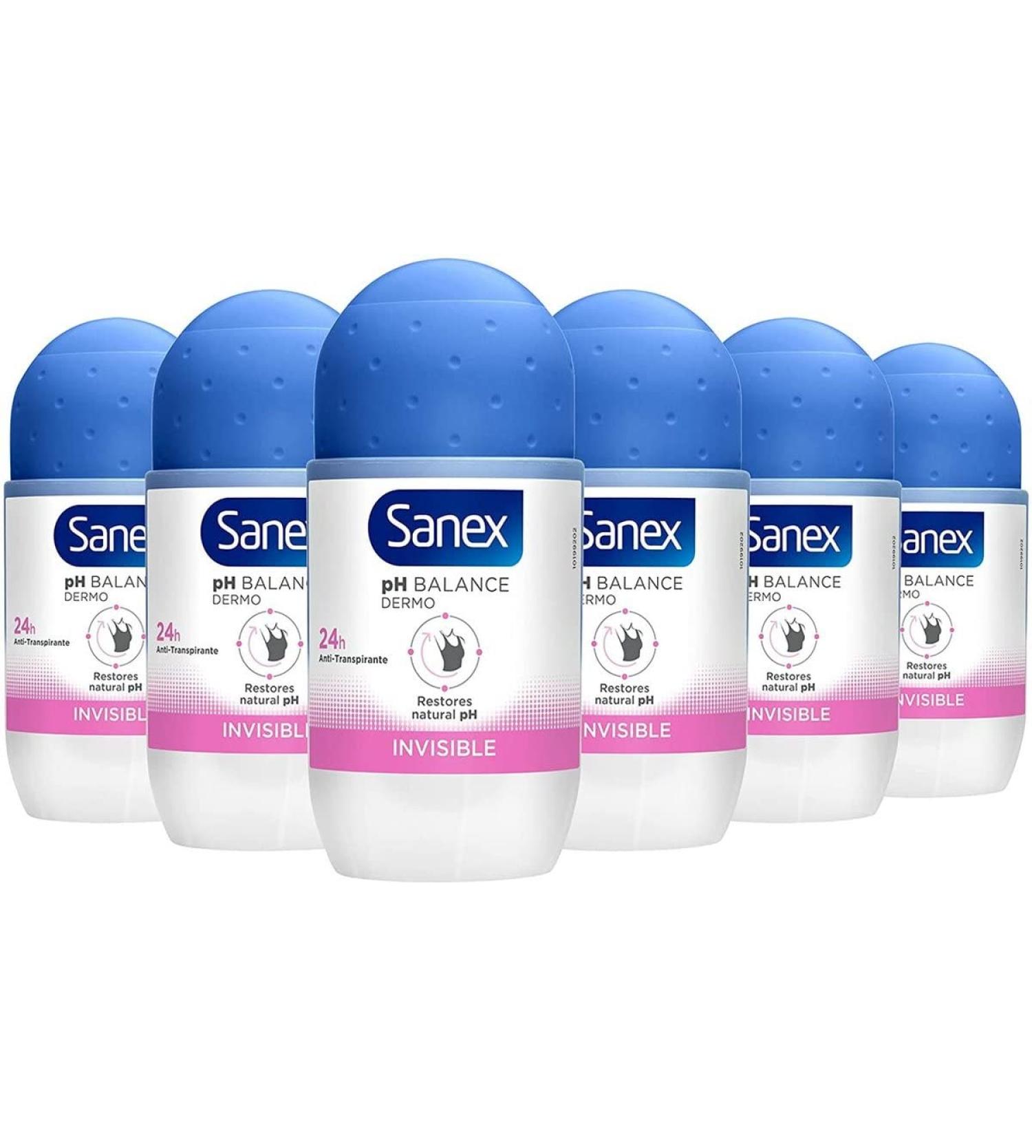 Sanex SANEX Dermo Invisible Roll-On Deodorant for Women for Healthy Skin 6 x 50 ml