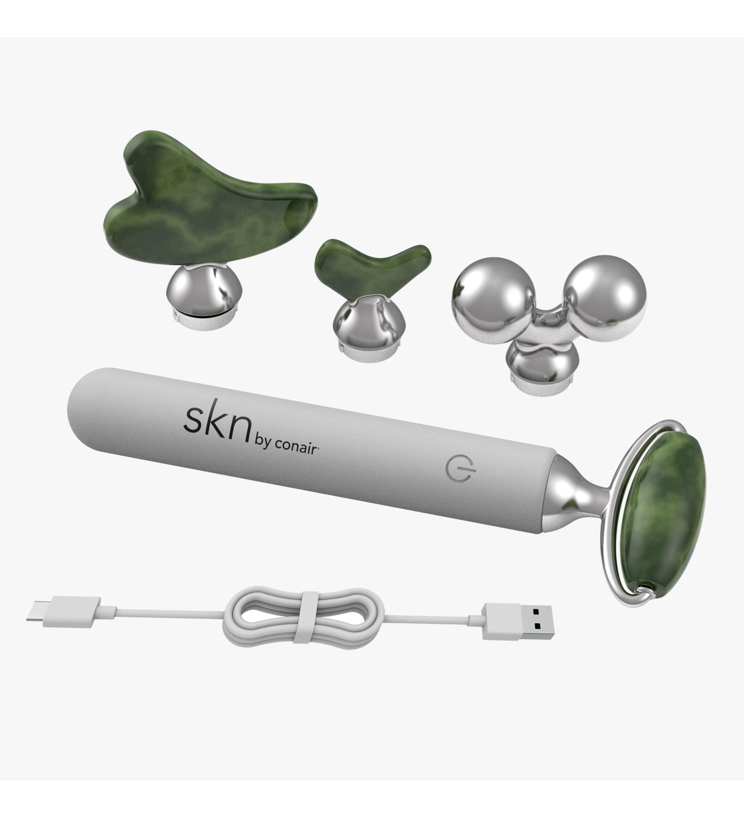sdkn by Conair Jade Vibrating Face Roller Kit with 4 Attachments Including Gua Sha for Spa-Like Skin Contouring - Buy Online on GoSupps.com