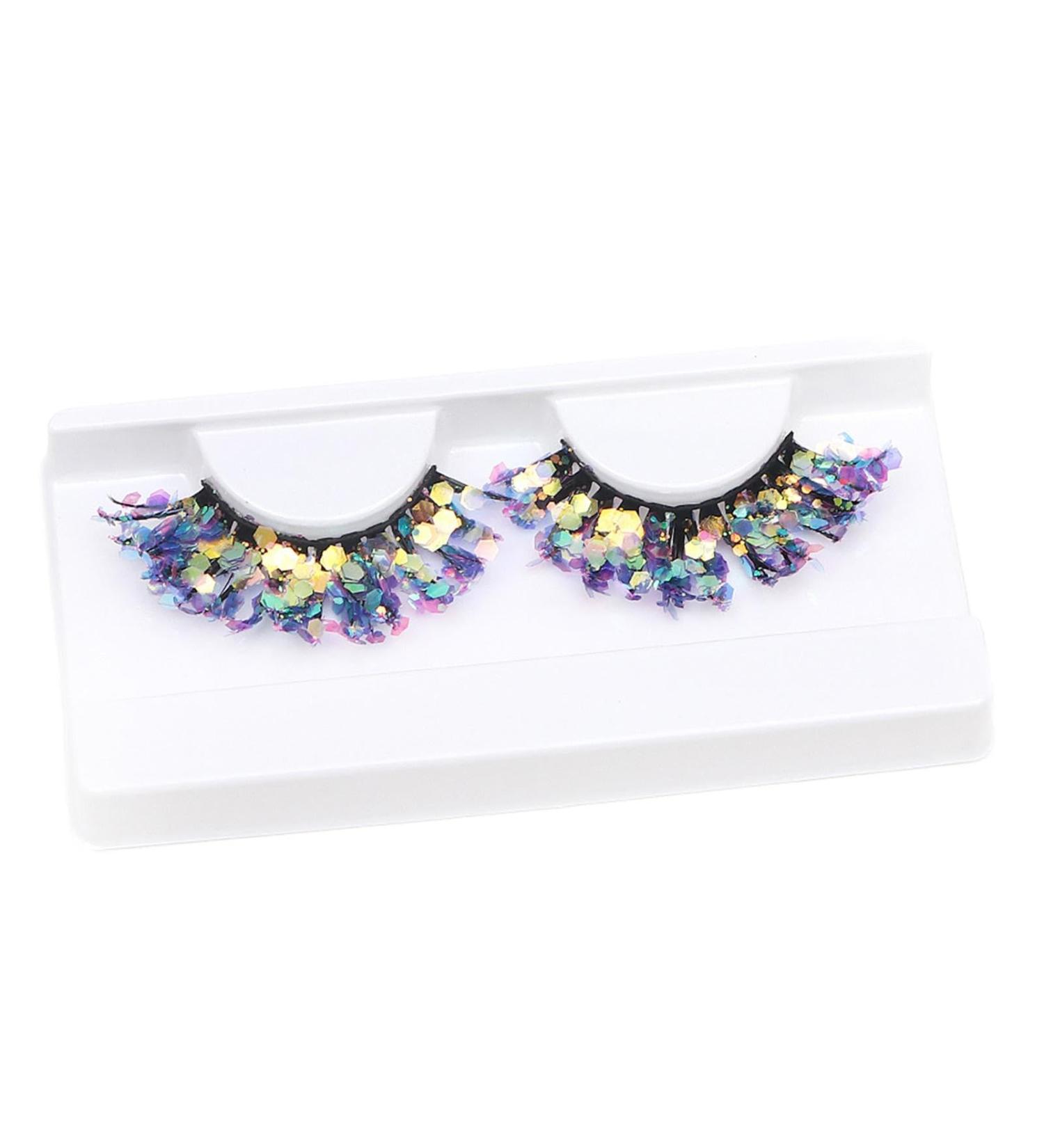 Girls Glitter Lashes - Sparkly 3d Colored Lashes | Wispy Eyelashes | Christmas Lashes | Shiny Dramatic Decorative Eye Strip Lashes For Holiday Eye Makeup Cosplay Props Prom Stage - Buy Online on GoSupps.com