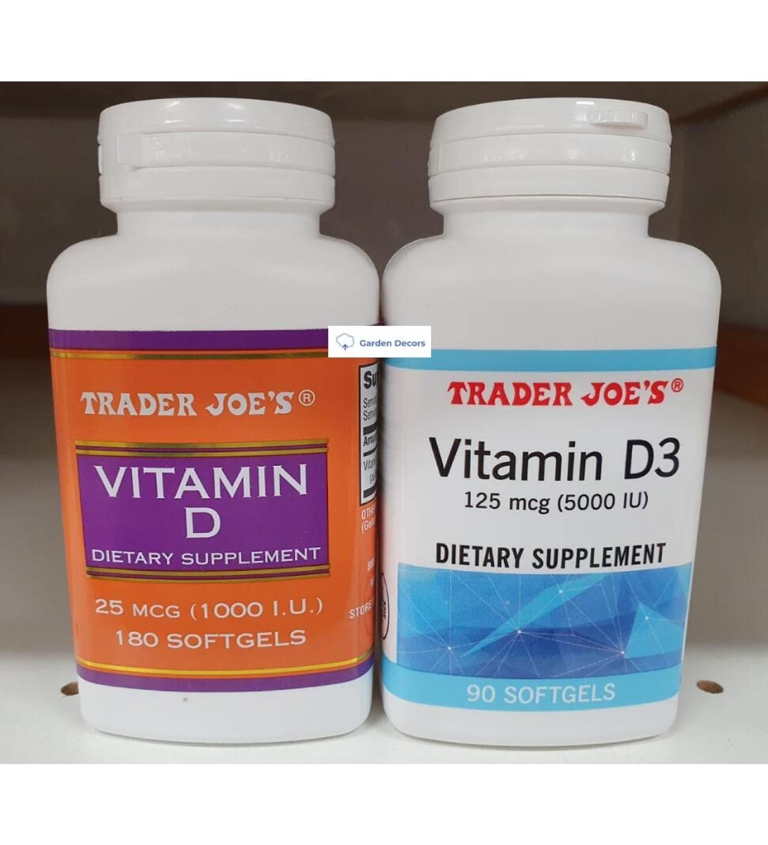 Trader Joe's2 Trader Joe s Vitamin D 25 MCG & Vitamin D3 125 MCG Dietary Supplement (Two Bottles)