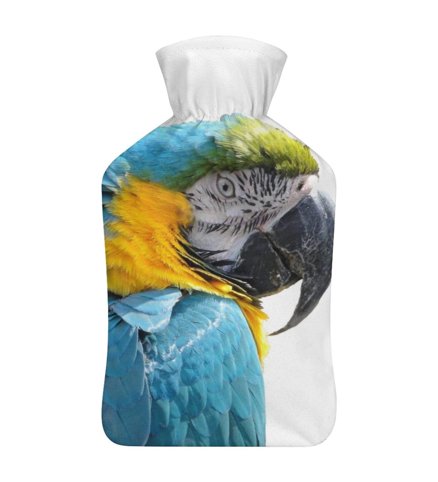 Blue Parrot Hot Water Bottle with Plush Cover - Hand Warmer for Adults & Kids - 26.5x15.3cm - Buy Online on GoSupps.com
