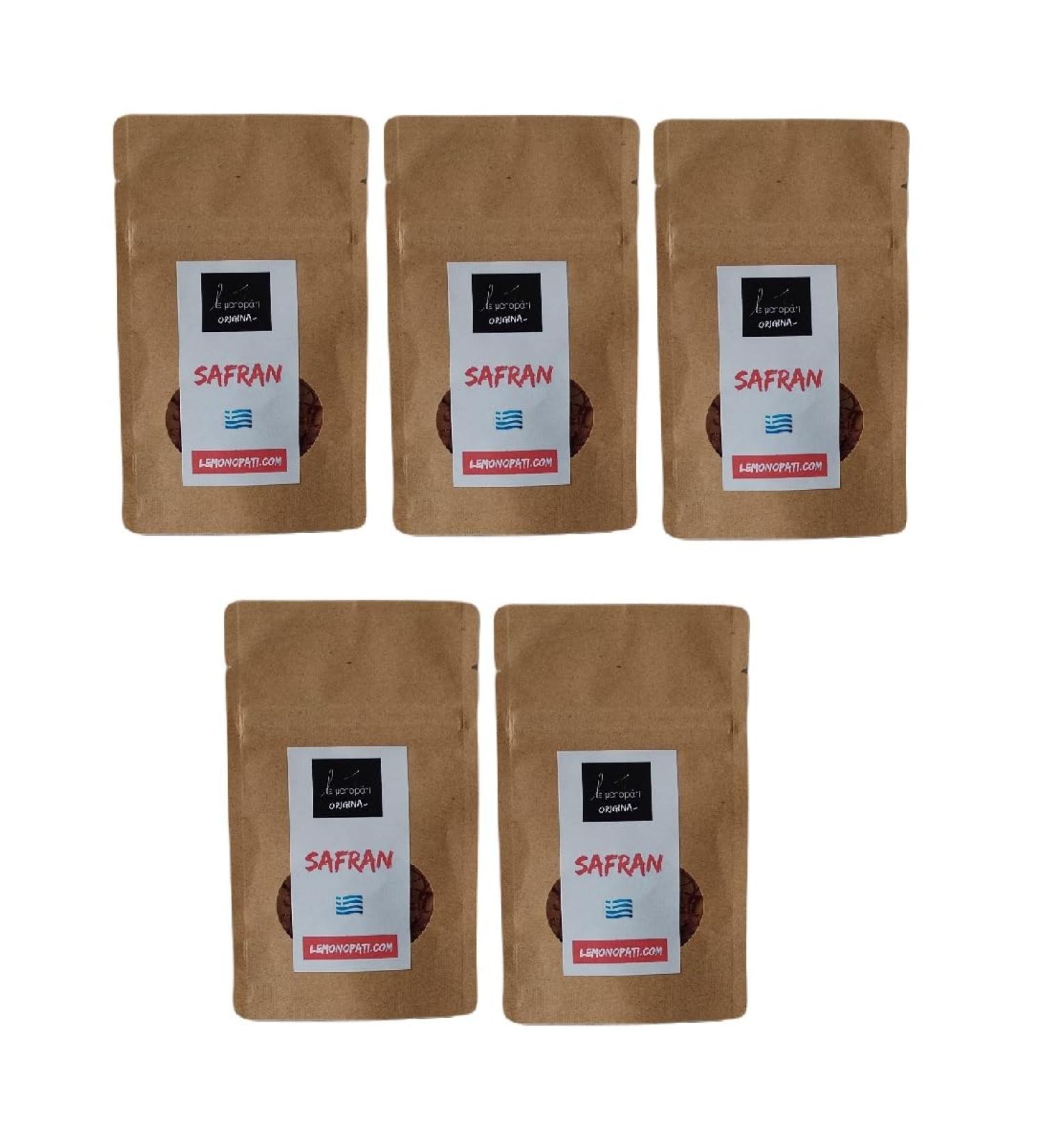  LE MONOPATI Premium Quality Saffron Filaments Le Monopati 5g (5 x1g) | Origin: Greece | 100% Natural and Pure | Ideal for Kitchen - Buy Online on GoSupps.com