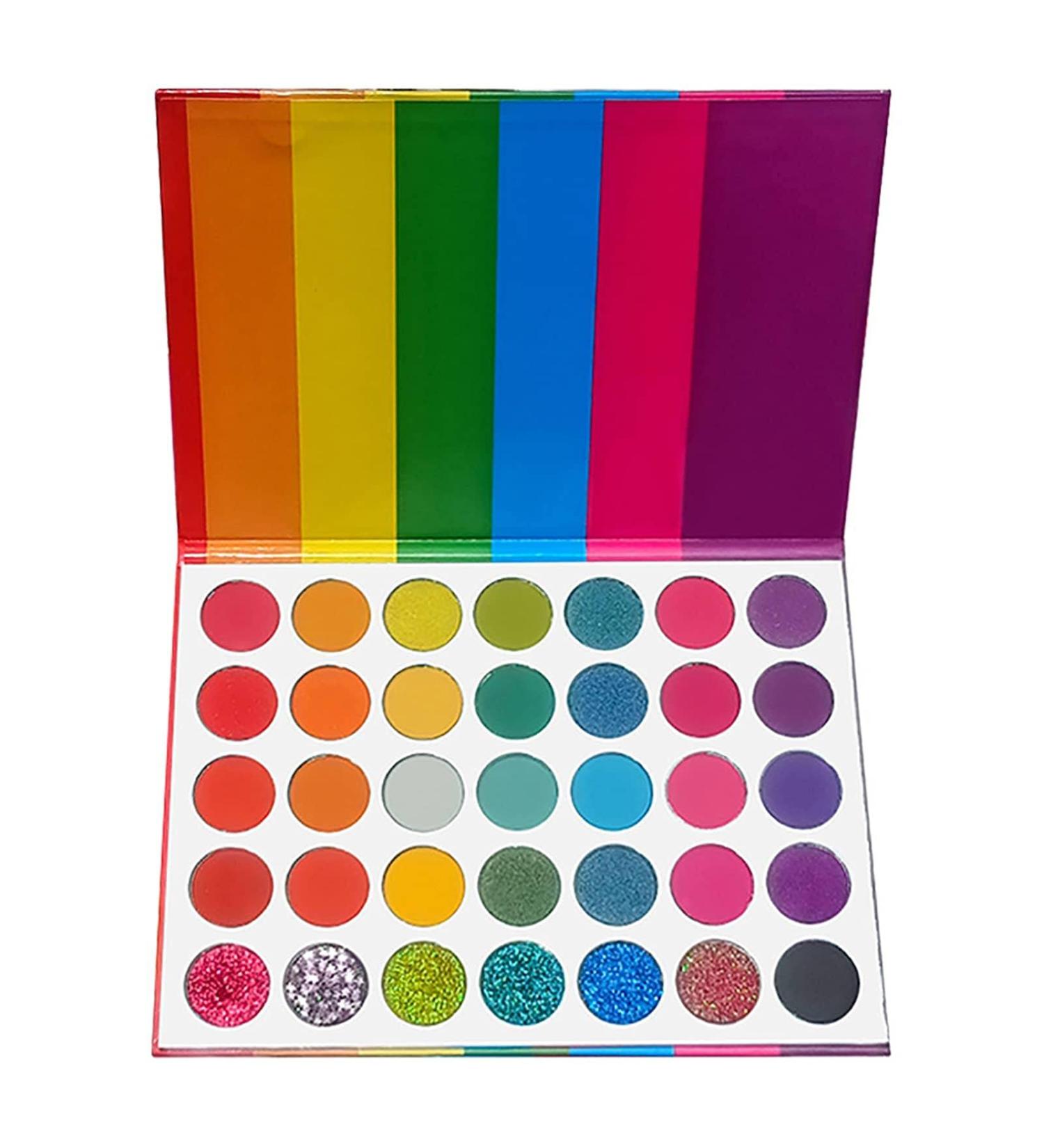 ZCSXK Rainbow Eyeshadow - Rainbow Color Fusion Eyeshadow 35 Shades Shimmer Glitter Eye Makeup for Colorful and Matte Eyes and Highly Pigmented - Buy Online on GoSupps.com