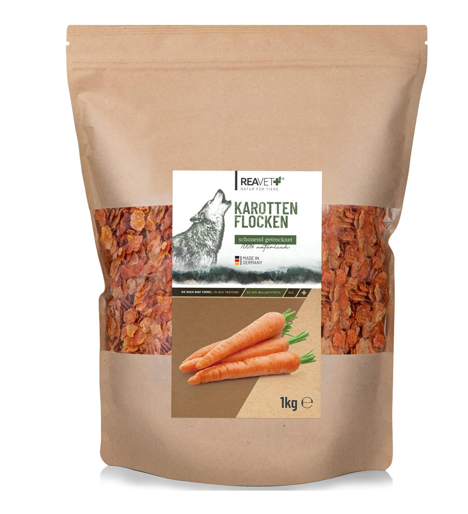 ReaVET Carrot Flakes Dog 1kg Carrot Flakes Dogs Vegetable Flakes Dogs Grain-Free Vegetable Flakes Dogs Barf Barf Dog addi - Buy Online on GoSupps.com