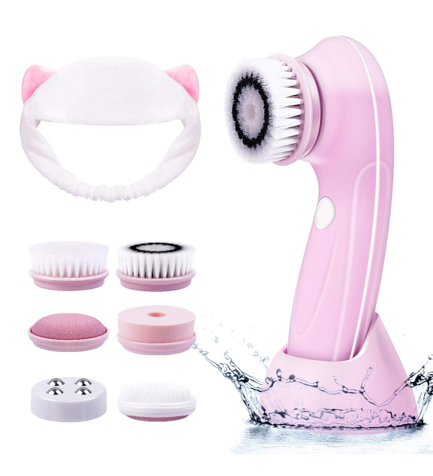 Facial Cleansing Brush 6-in-1 Electric cleanser for Exfoliating Massaging IPX7 Waterproof - Buy Online on GoSupps.com