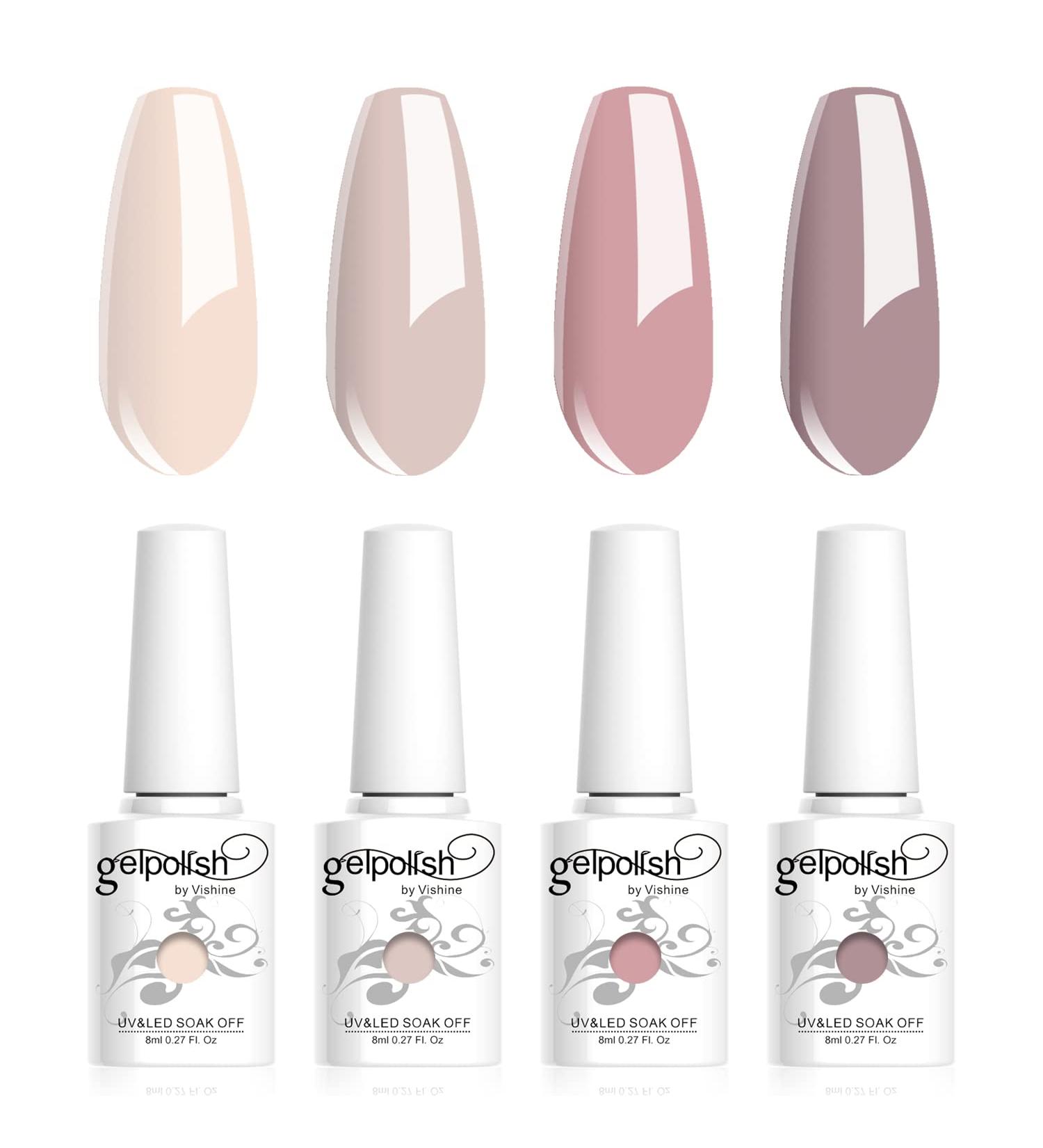 Vishine Gel Nail Polish Nude Pastel Beige Brown Gel Polish 4 Natural Colours Gel Polish Set UV Soak Off Nail Polish Design DIY Home Salon 8ml 4 Colour-C015 - Buy Online on GoSupps.com