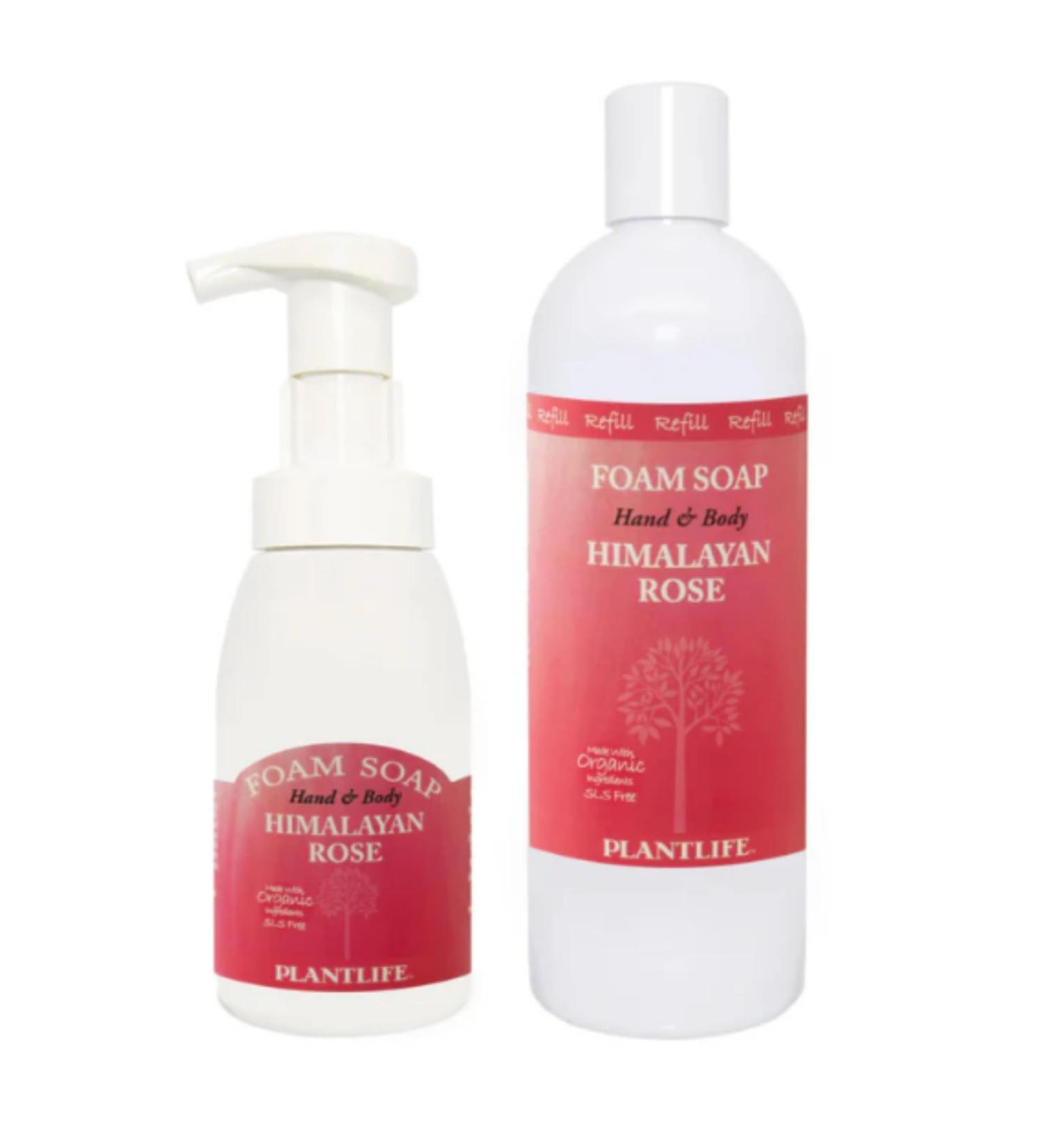 Plantlife Himalayan Rose Foam Soap Value Set - Gentle, Moisturizing, Plant-Based Foam Soap for All Skin Types - Ideal for use as a Hand & Body wash, Shaving Cream, and Foaming Fun for Kids 8.5-16 oz - Buy Online on GoSupps.com