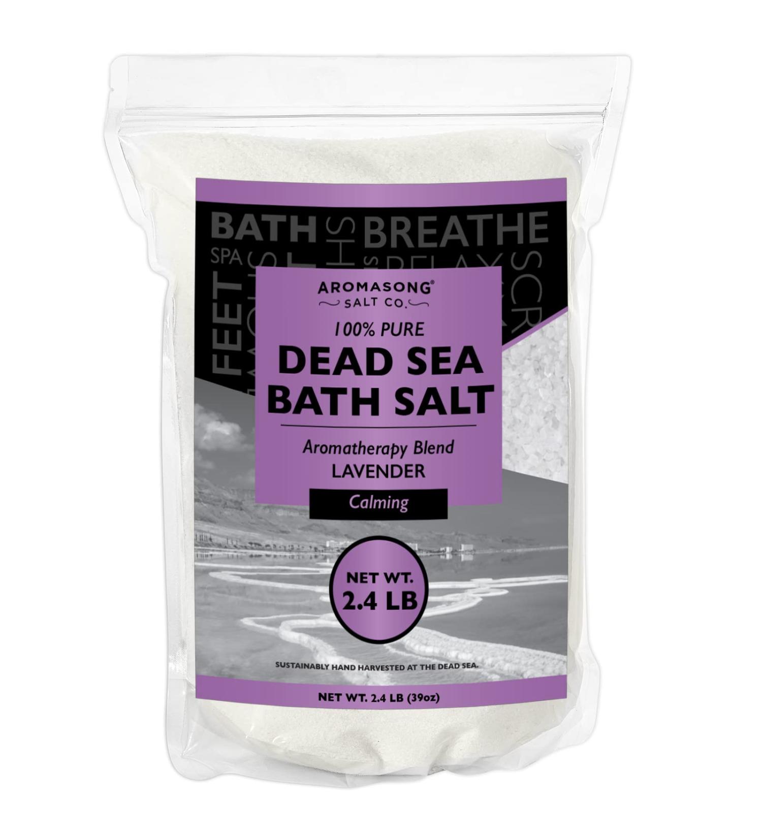 Lavender Essential Oil Dead Sea Salt - 2.43 LB Spa Bath Salt for Body Wash & Scrub - Soothes Tired Muscles & Skin Issues - 100% Natural - Buy Online on GoSupps.com