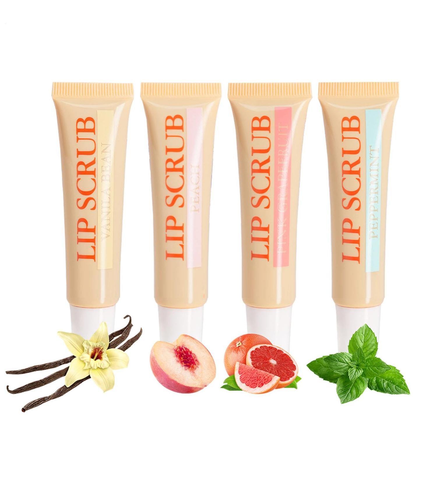 Dubbulon Exfoliating Lip Scrub Lip Scrub | Moisturizing Exfoliating Lip Scrub - 4X Lip Scrub Set Care Products for - Buy Online on GoSupps.com
